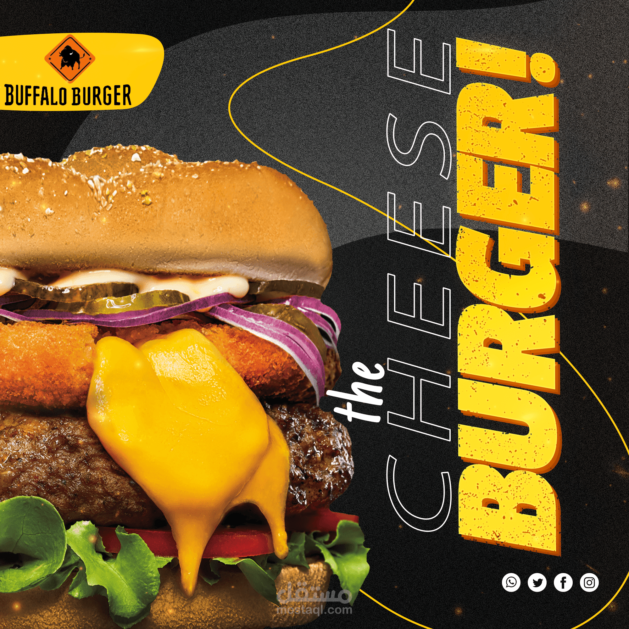 تصاميم اعلانات و بوستات سوشيال ميديا لمطعم بورجر