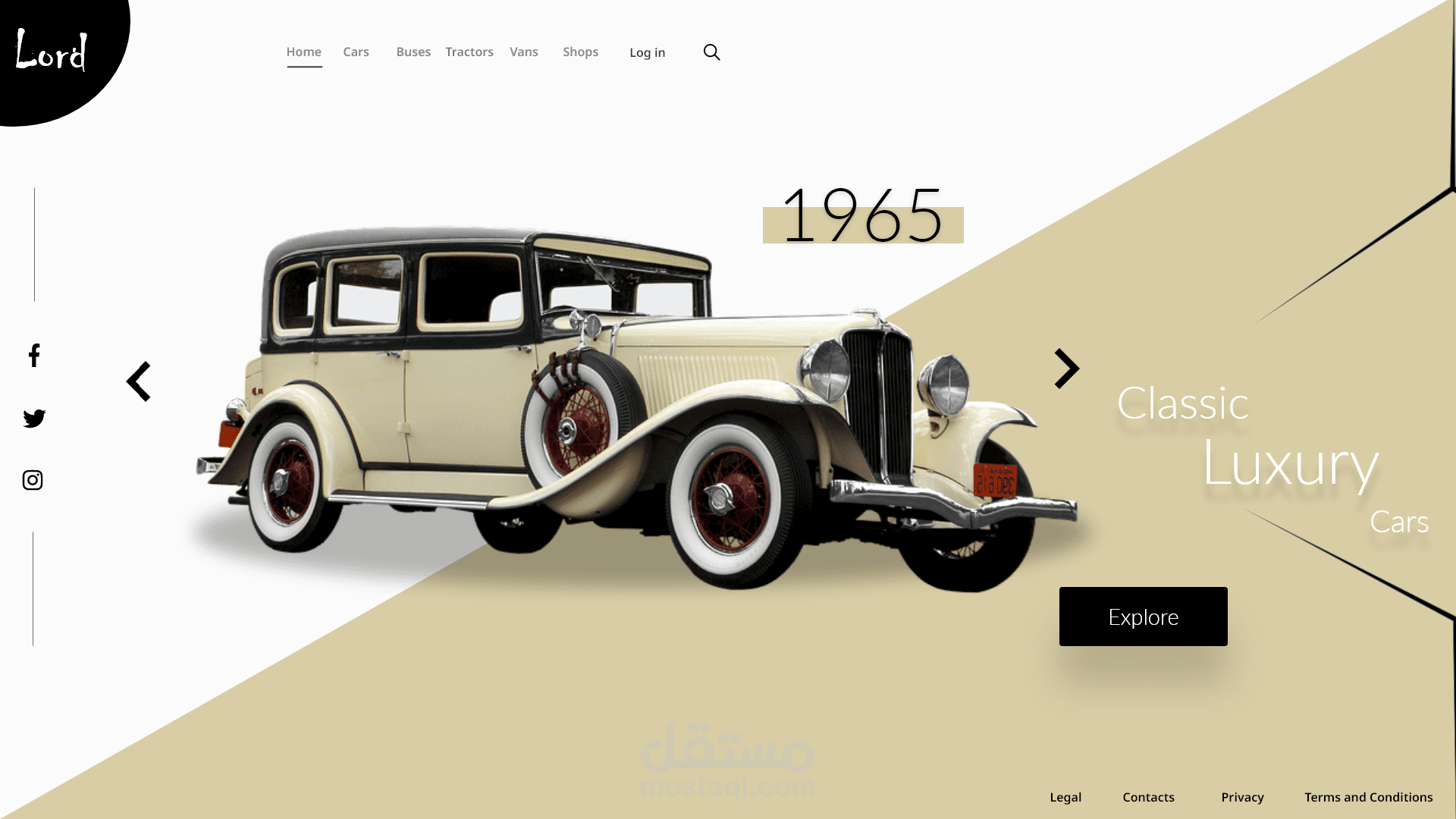 تصميم موقع لبيع السيارات القديمه - Luxury Cars Web Design