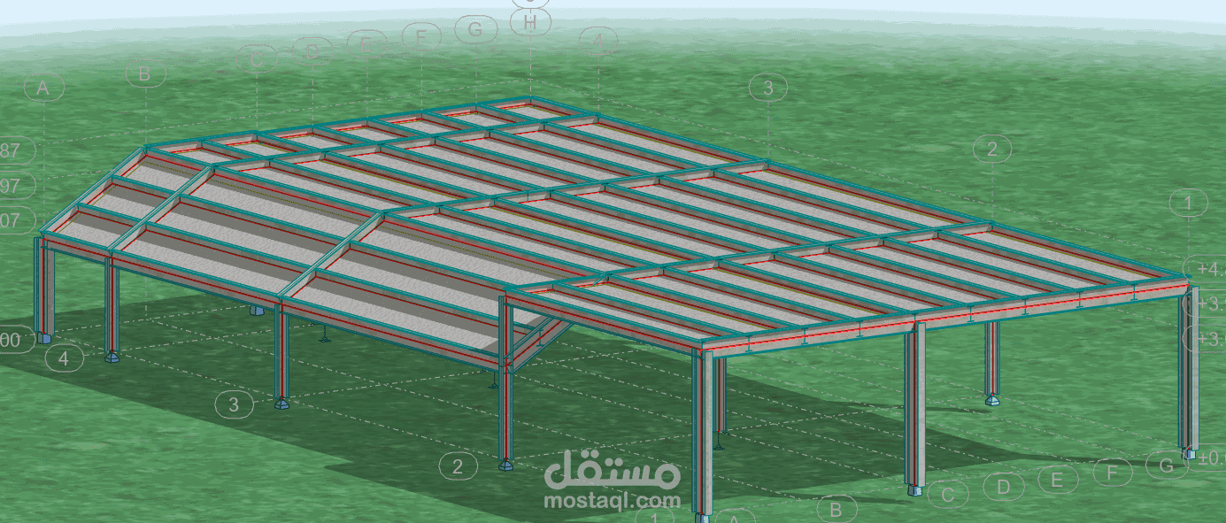 تصميم دور ميزانين معدني داخل هنجر معدني