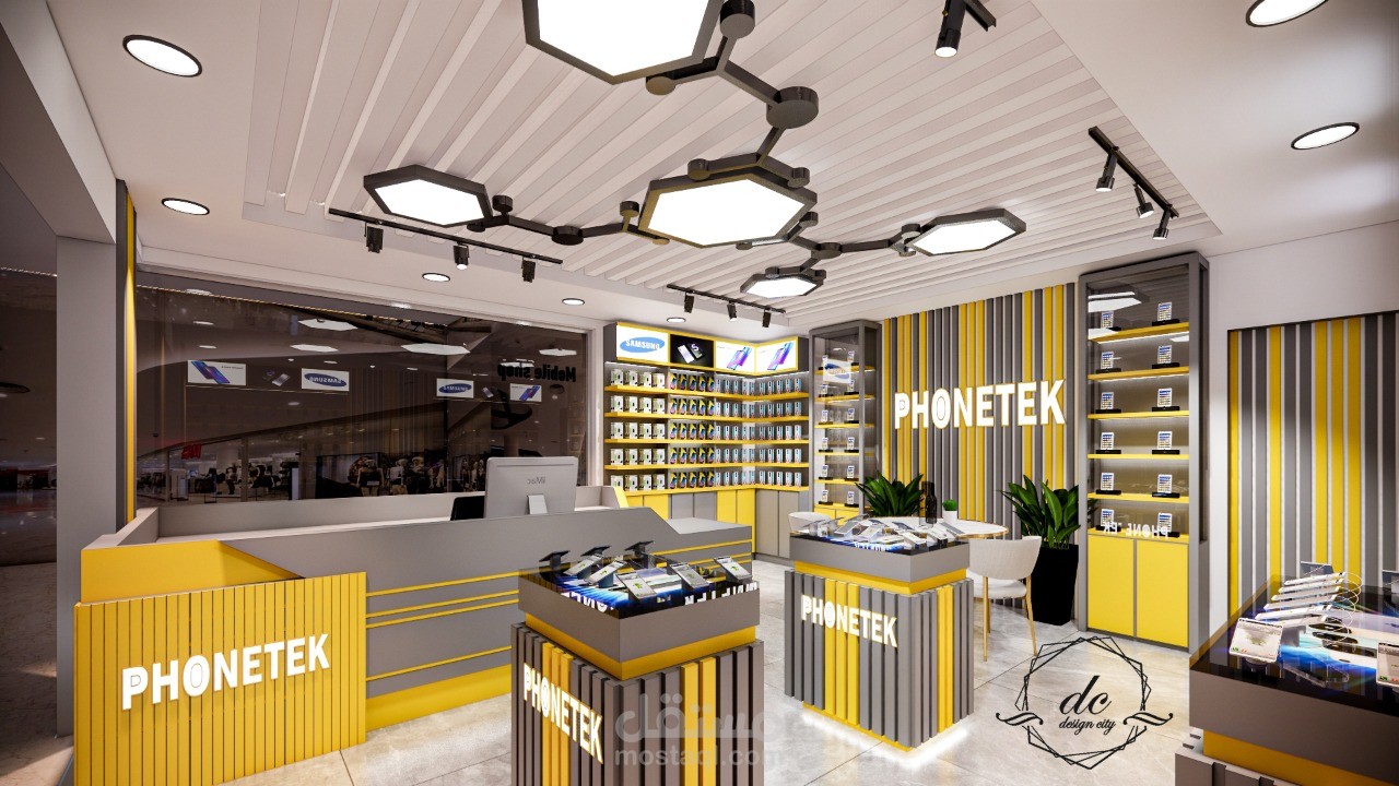 تصميم داخلي لمحل اجهزة ذكية