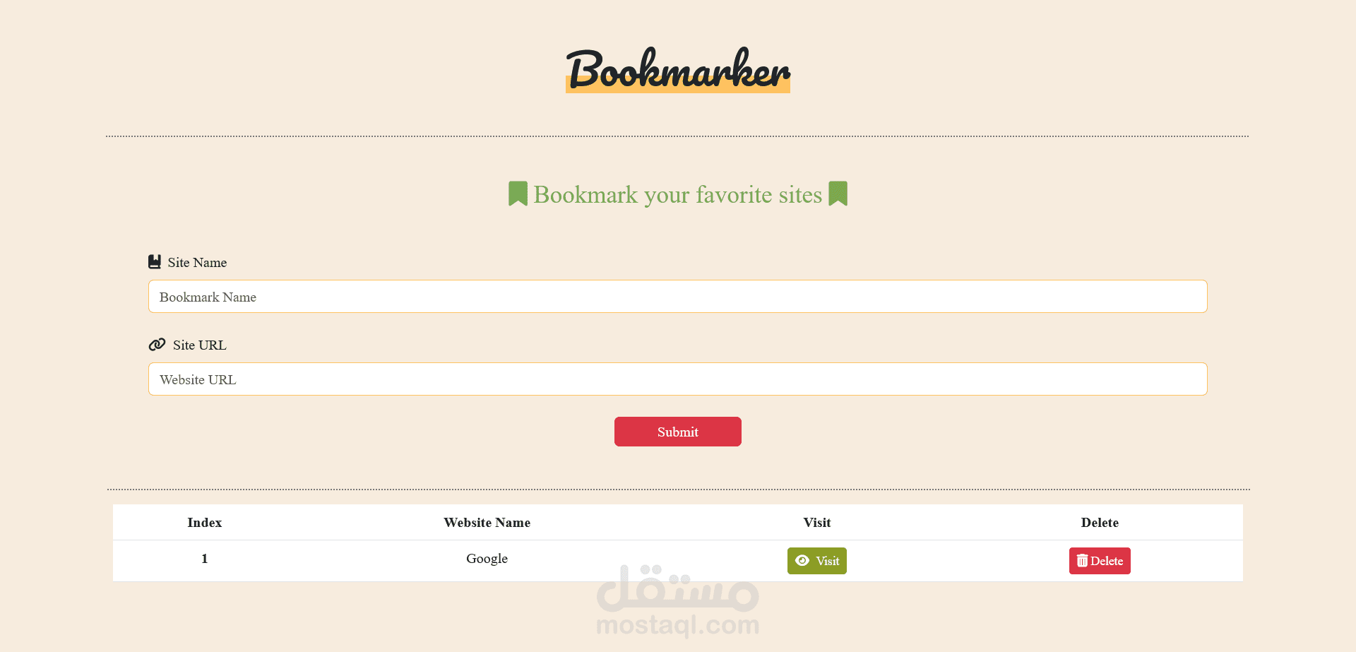 Book Mark Application