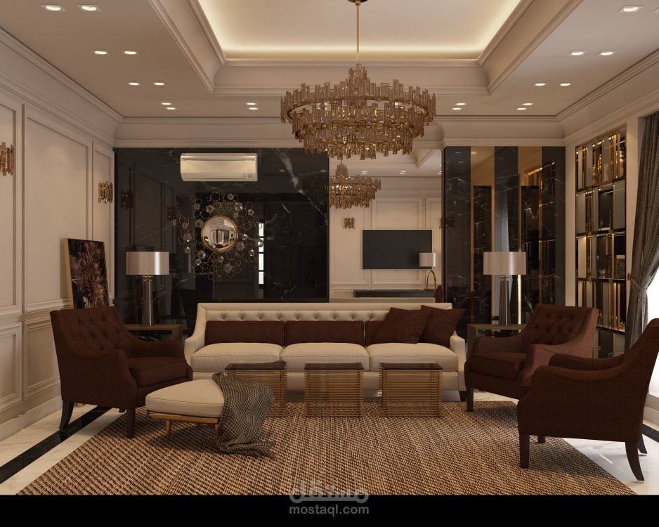 تصميم داخلي لغرفة معيشة