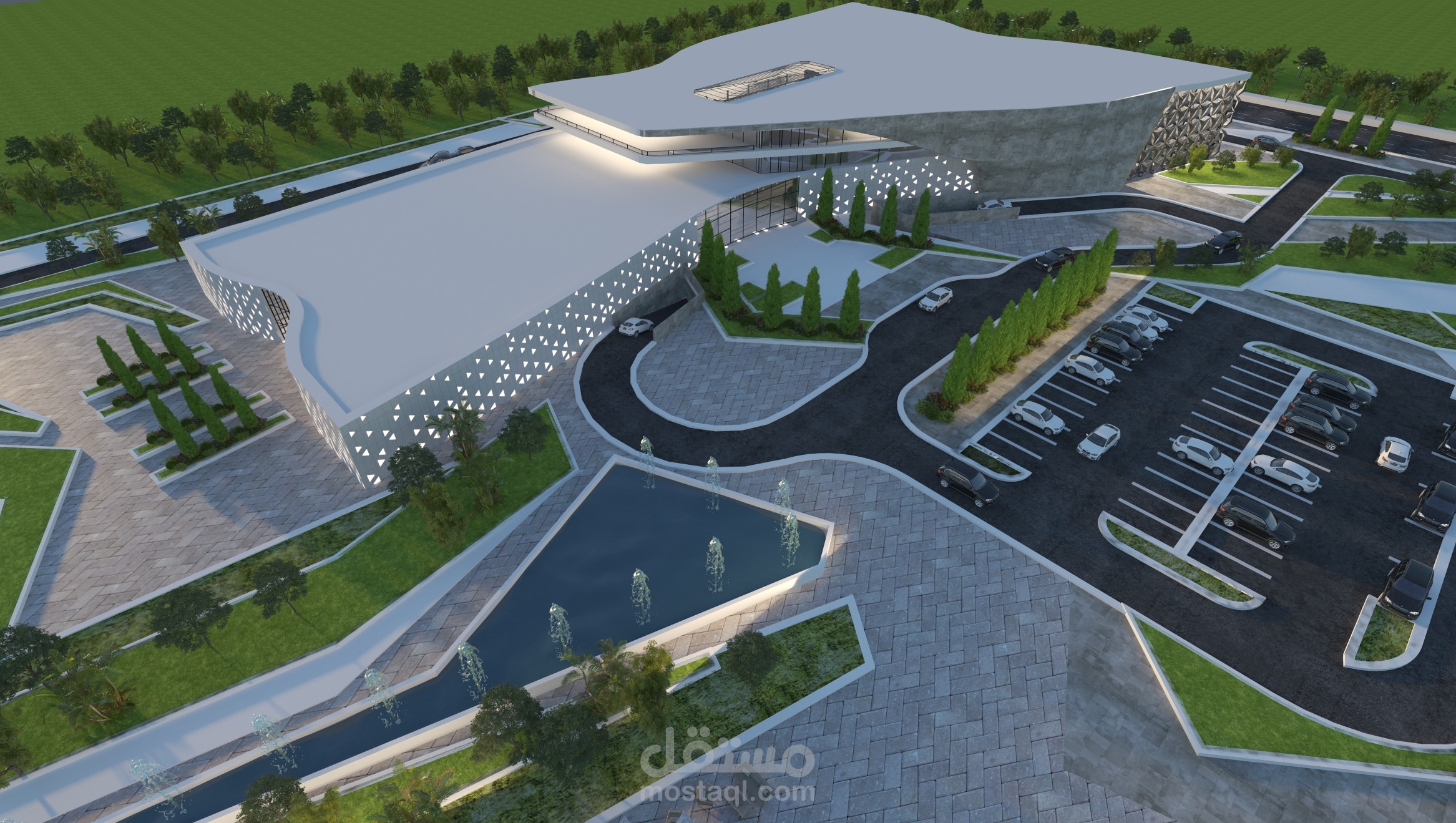 تصميم خارجي لمكتبة بالعاصمة الادارية الجديدة