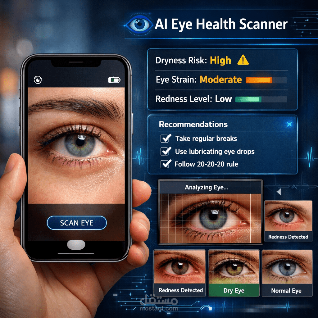 تطوير تطبيق ذكاء اصطناعي لتحليل صحة العين باستخدام Computer Vision