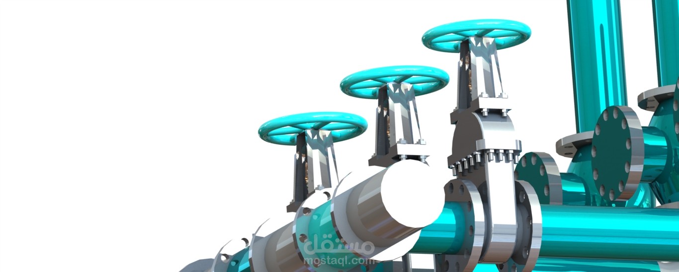 تصميم خطوط الانابيب وعمل flow simulation لدراسه خصائص المائع