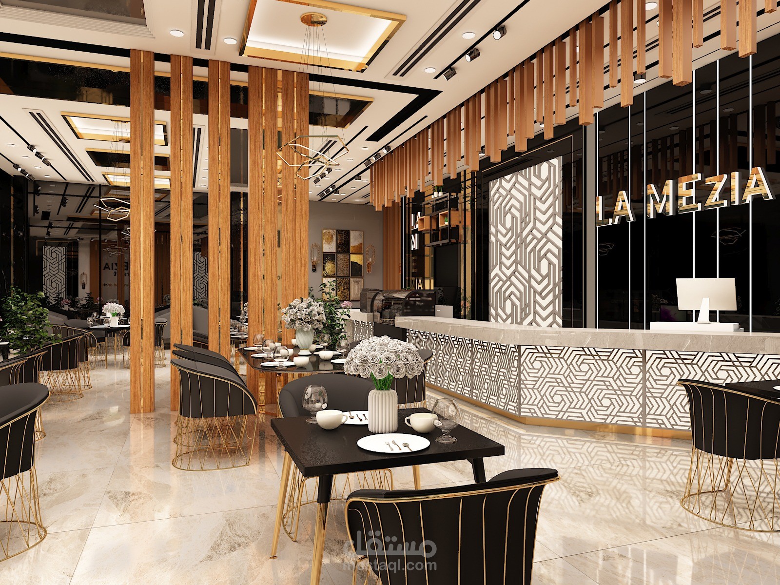 تصميم مطعم مودرن  بالسعودية