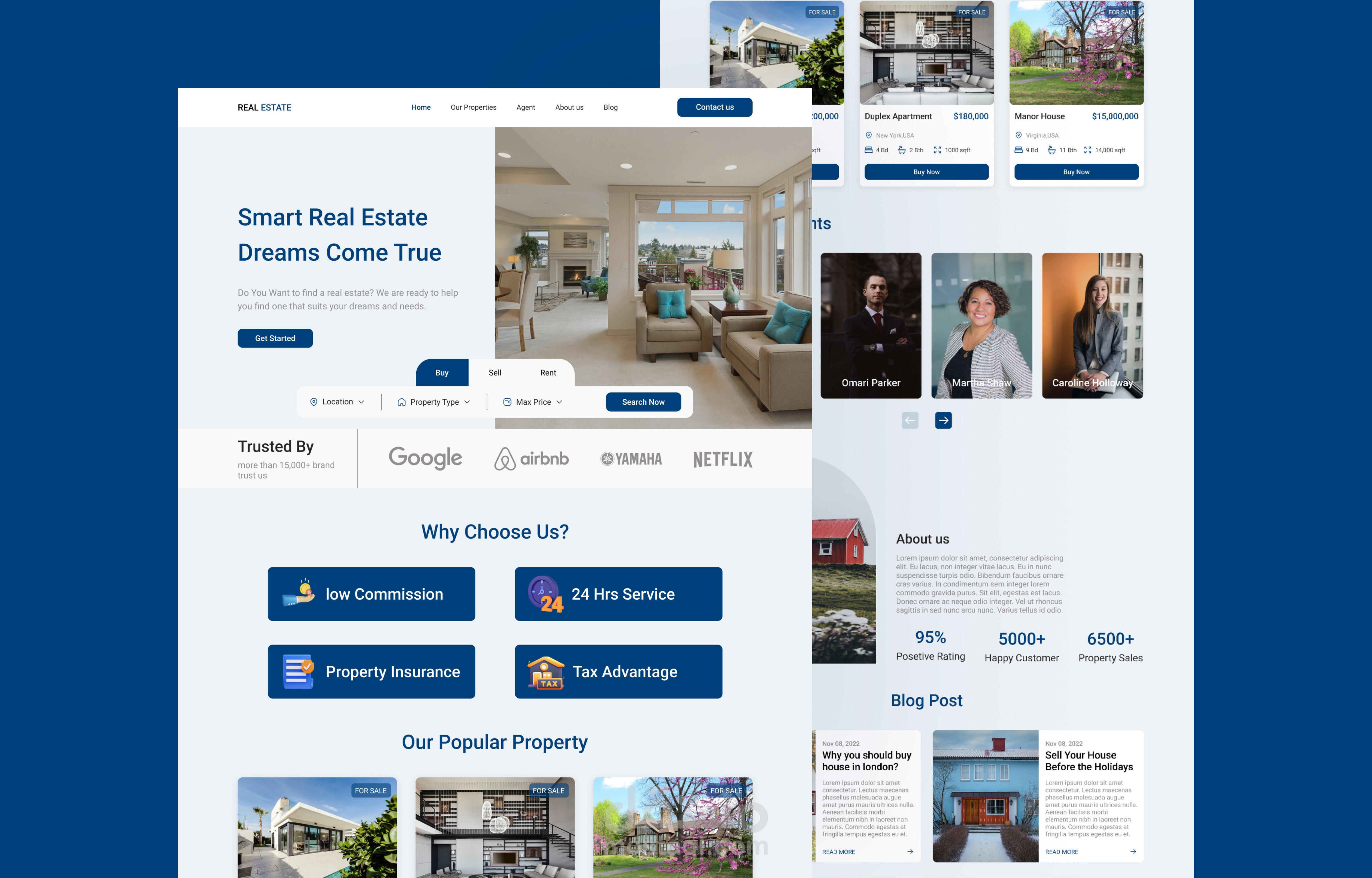 تصميم صفحة هبوط landing page بإستخدام برنامج فيجما Figma لموقع عقارات
