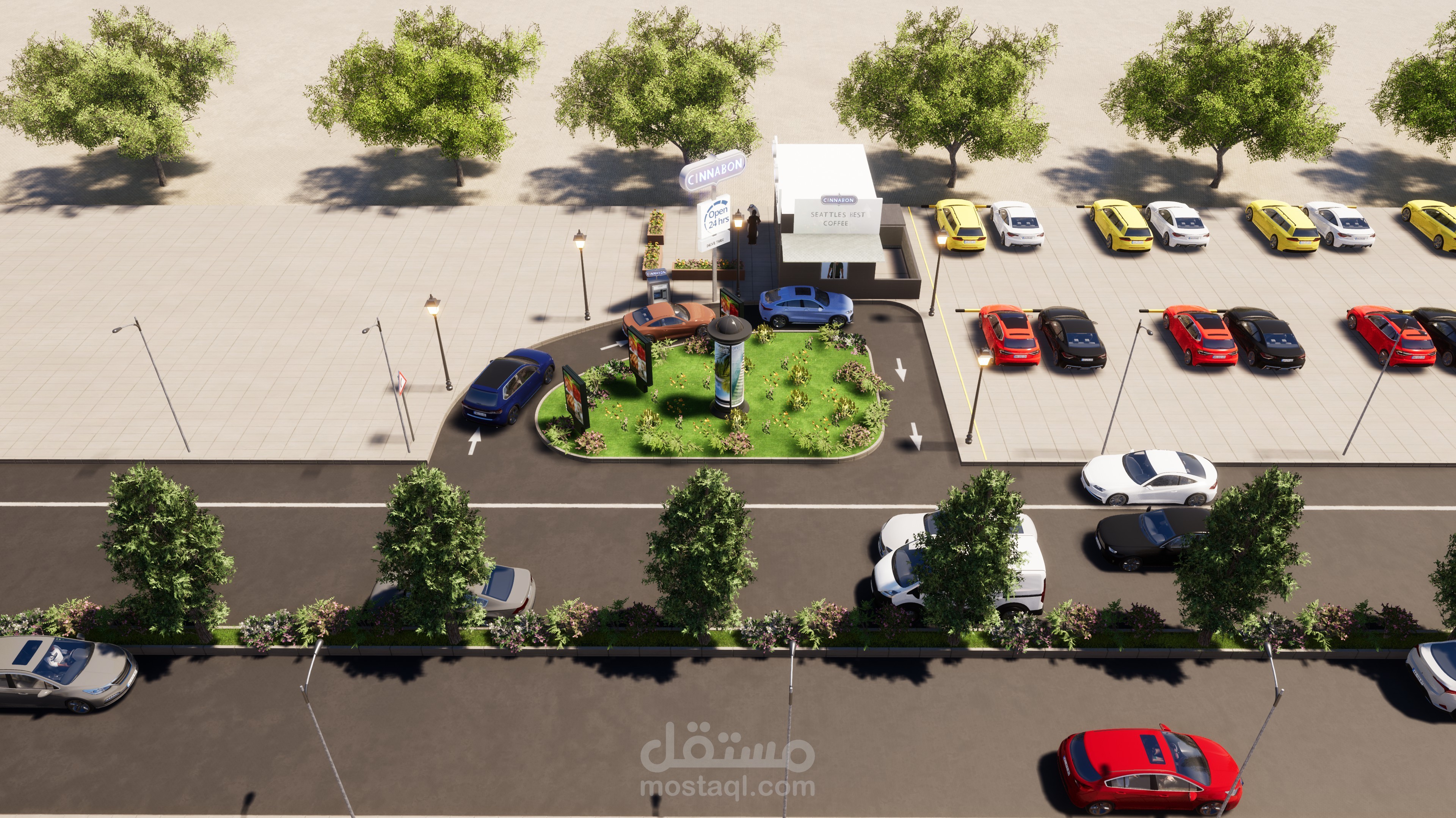 تصميم خدمه الطلب بالسيارات DRIVE THRU لبراند CINNABON