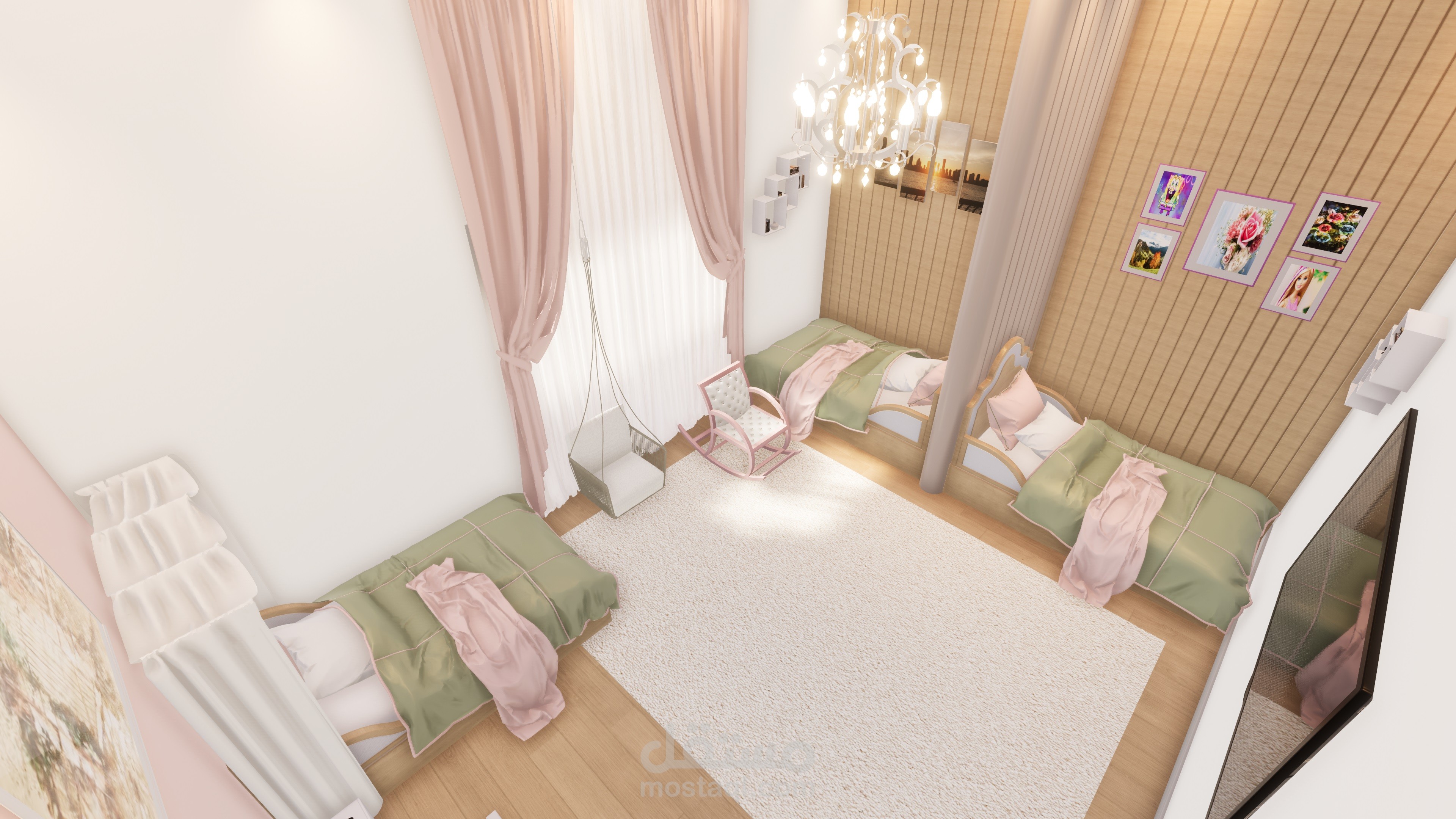 تصميم غرفة بنات بافضل استغلال للمساحات في عمان