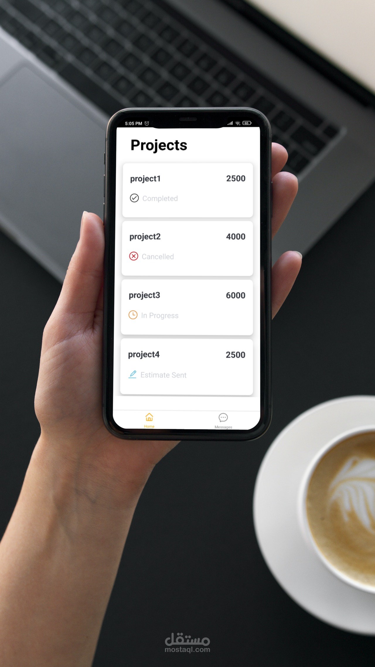 تطبيق موبايل للمشاريع الانشائية باستخدام React Native