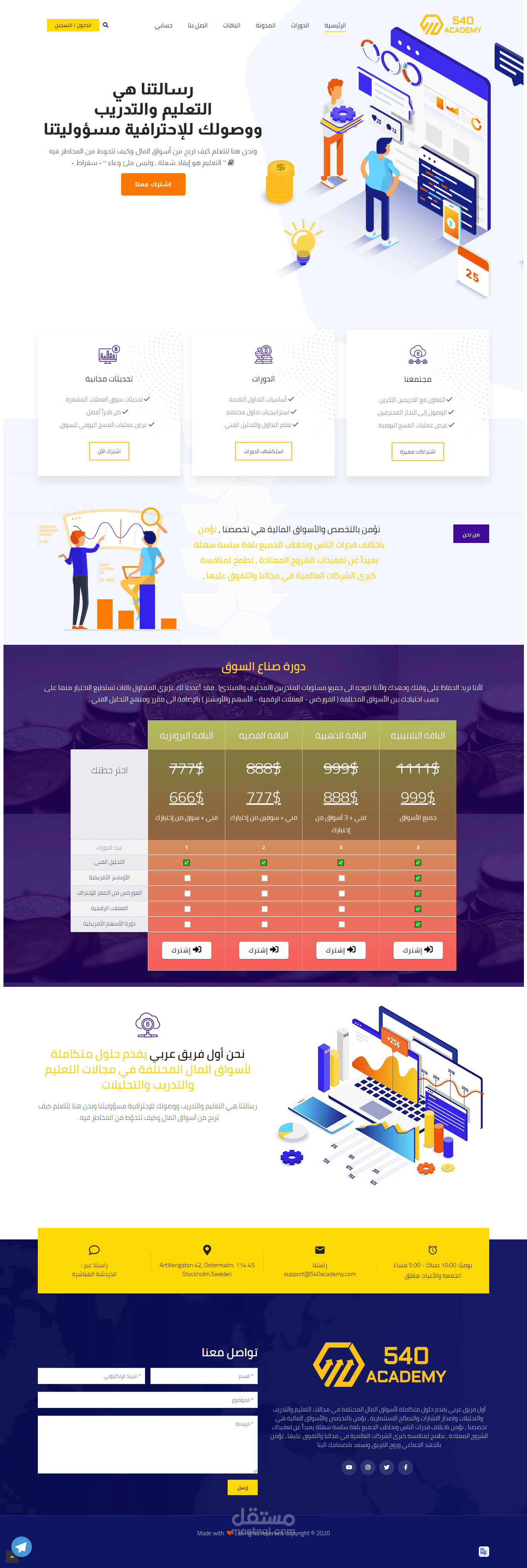 learn.540academy يقدم حلول متكاملة لاسواق المال المختلفة في مجال التعليم والتدريب والتحليلات