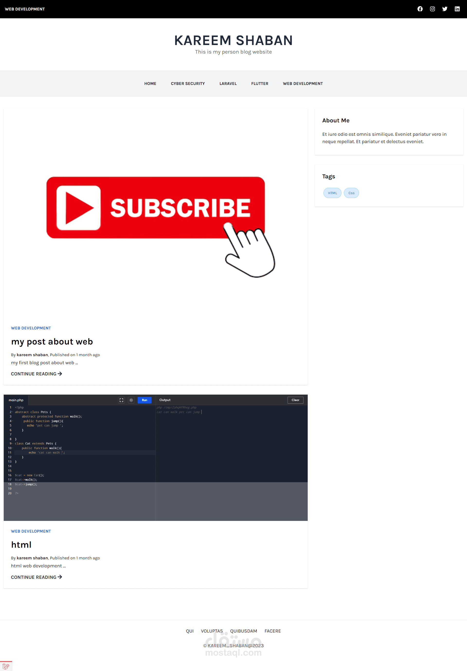 مشروع مدونة شخصية باستخدام Laravel