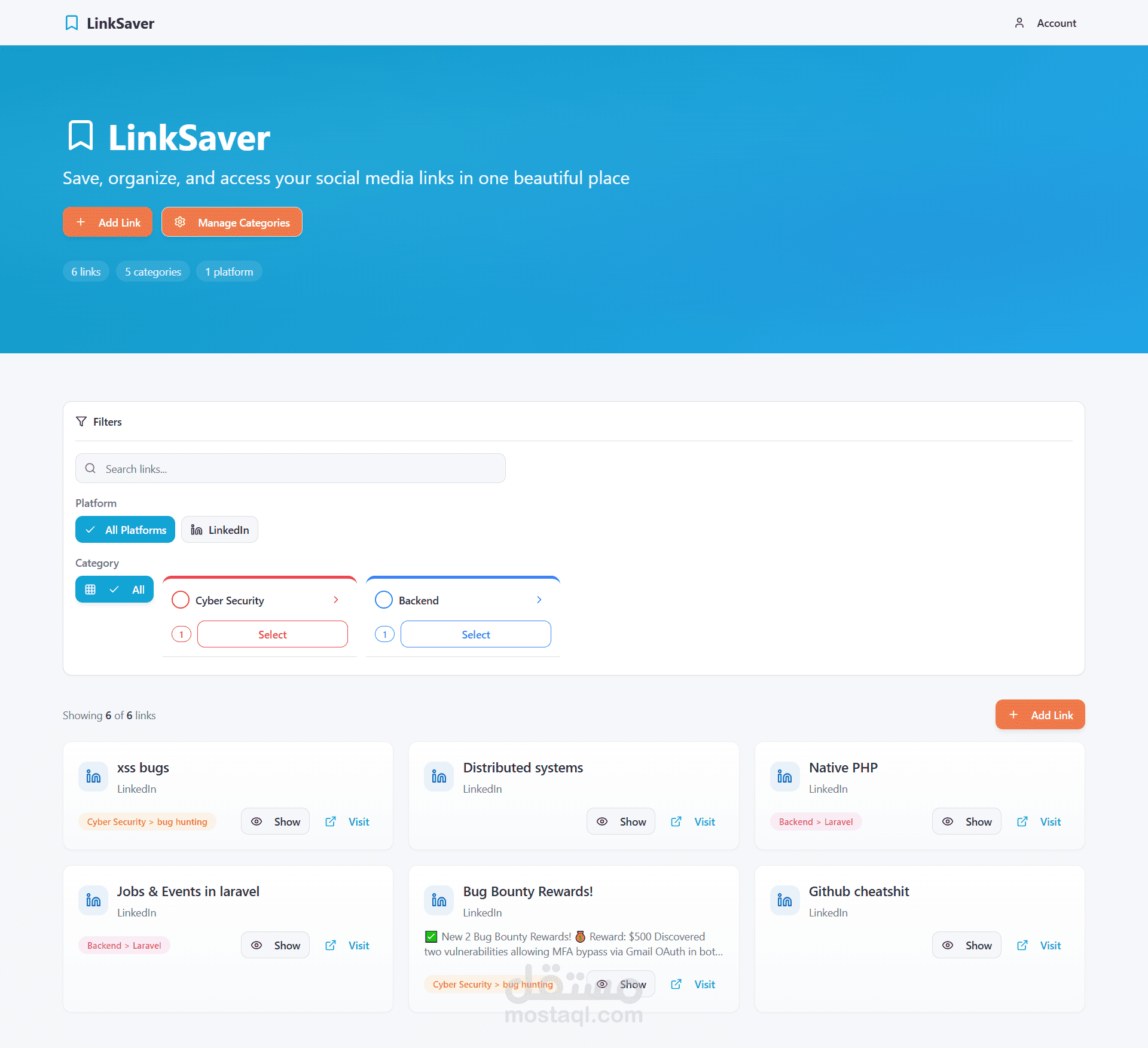 Social Media Link Saver