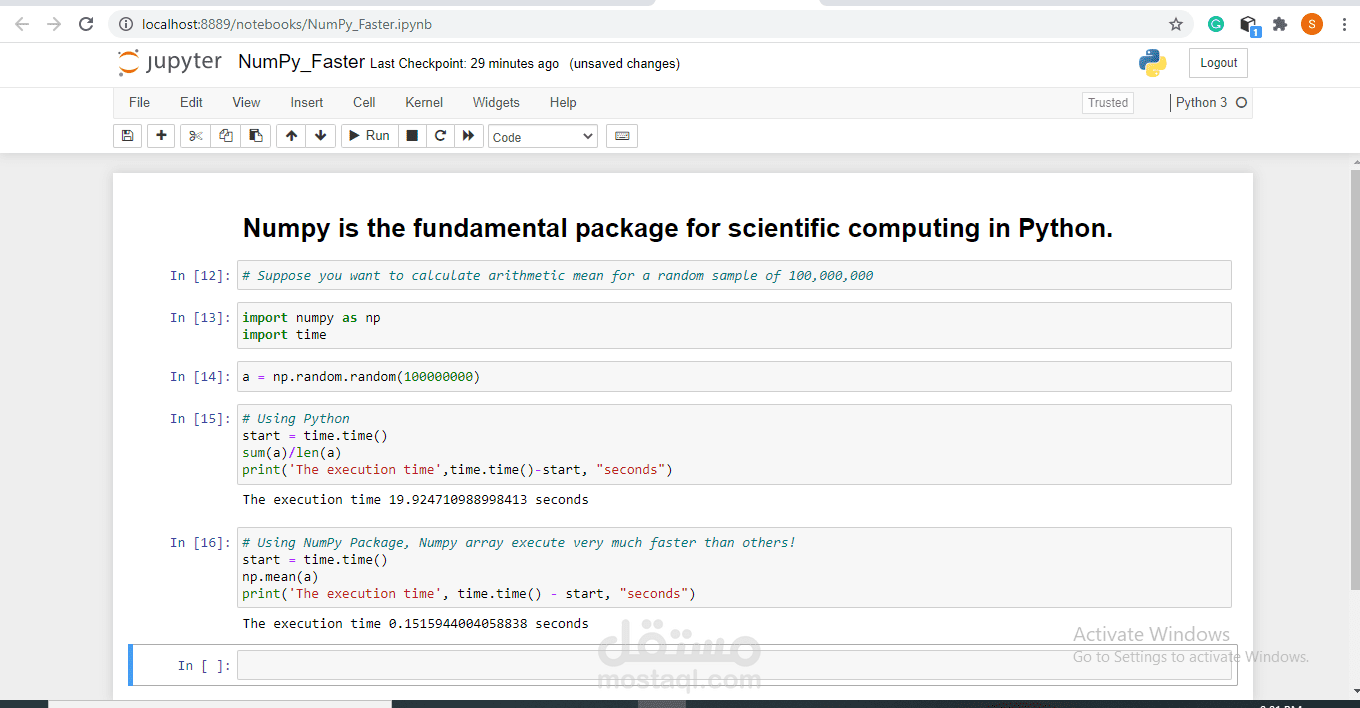Python, and their packages pandas, Numpy, etc.