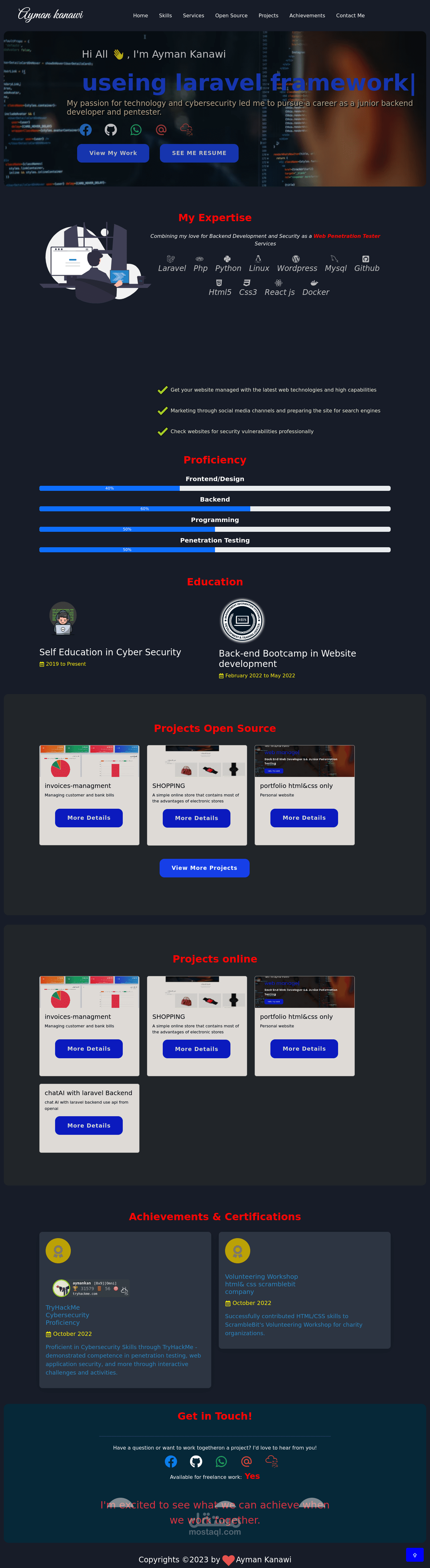 موقعي الشخصي (portfolio) مع لوحة تحكم لتغيير المحتوى