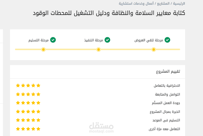 كتابة معايير السلامة والنظافة ودليل التشغيل للمحطات الوقود