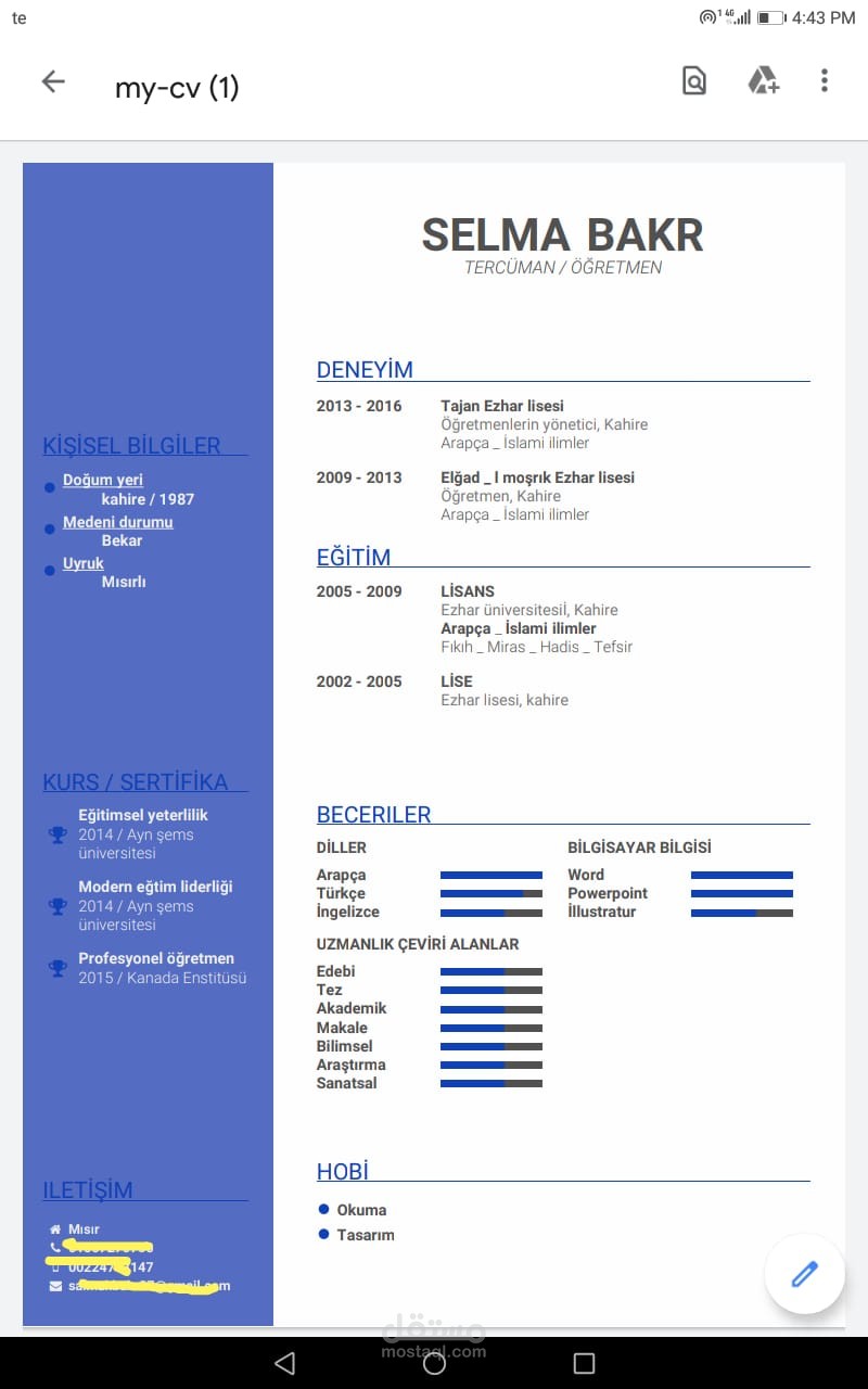 تصميم CV احترافي
