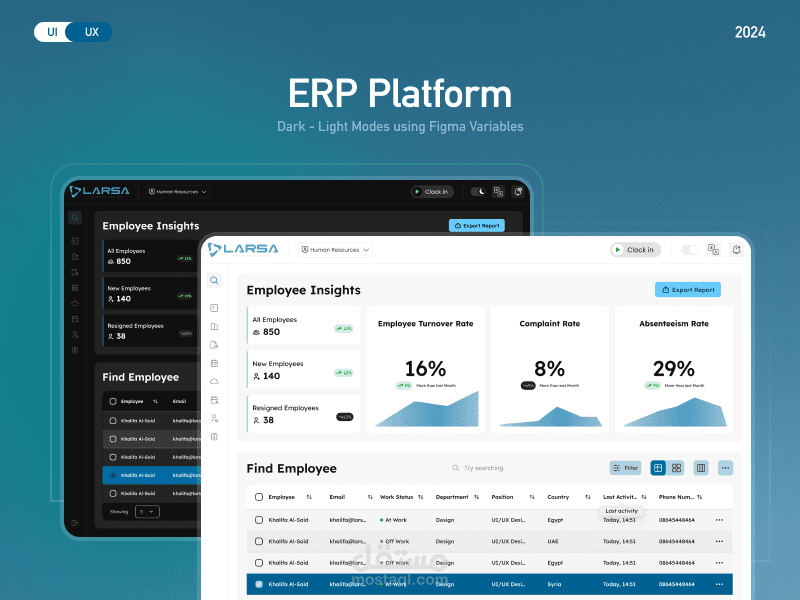 تصميم واجهة مستخدم  ( ERP(  HR