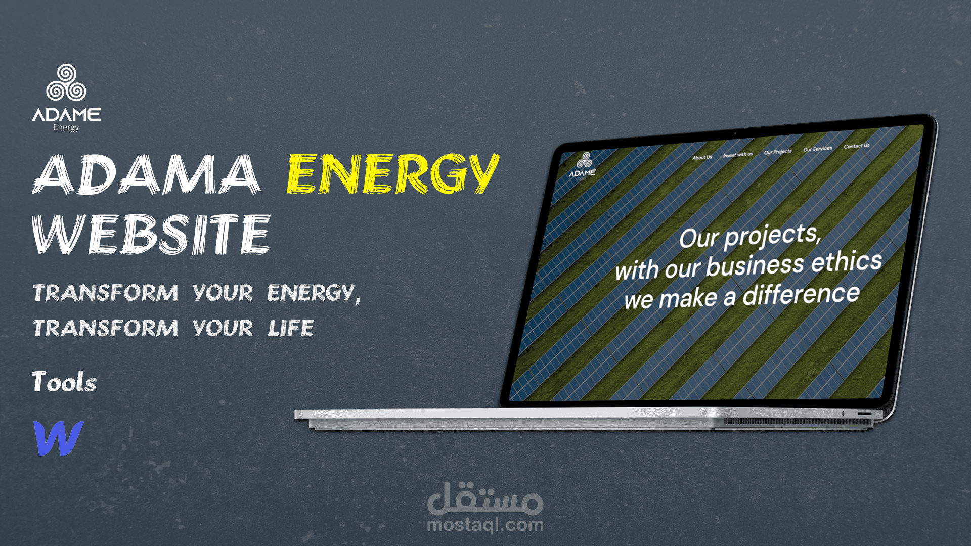 تصميم موقع "Adama Energy" لشركة طاقة شمسية تركية