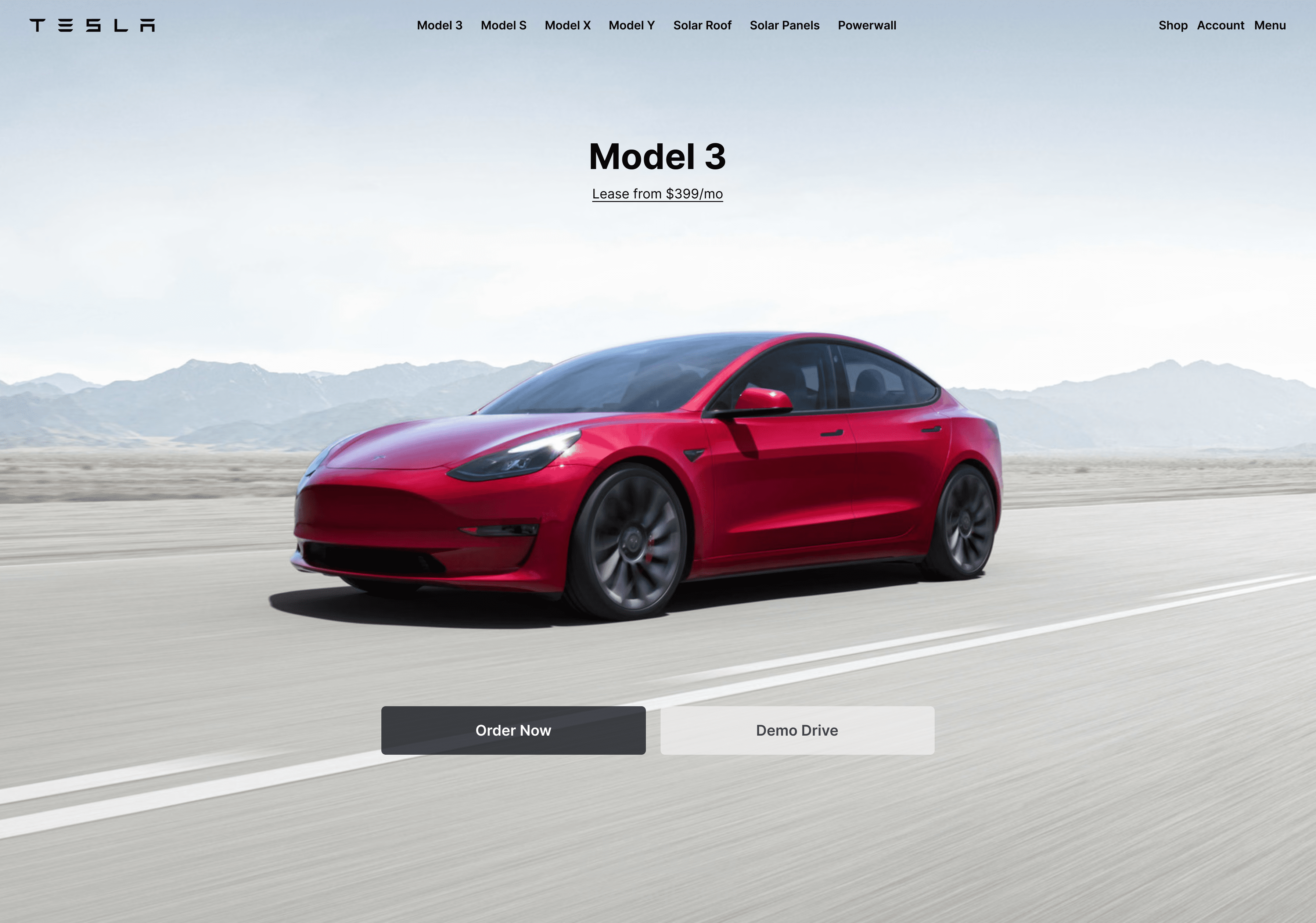 Tesla website مشروع تدريبي