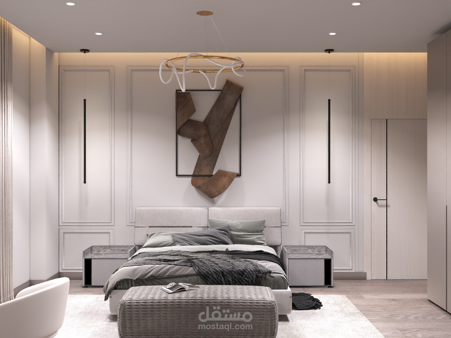 تصميم غرفة نوم صغيرة  بستايل نيوكلاسيك