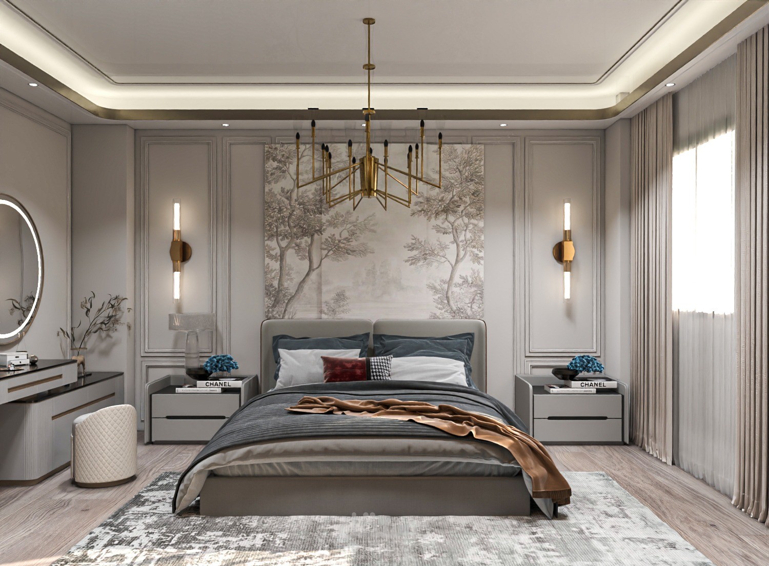 تصميم غرفة نوم نيو كلاسيك