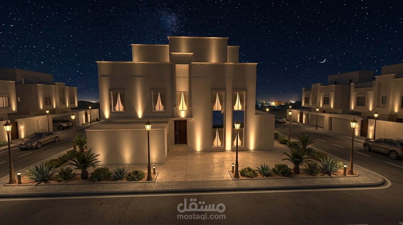 تصميم إضاءة الواجهات لفيلا