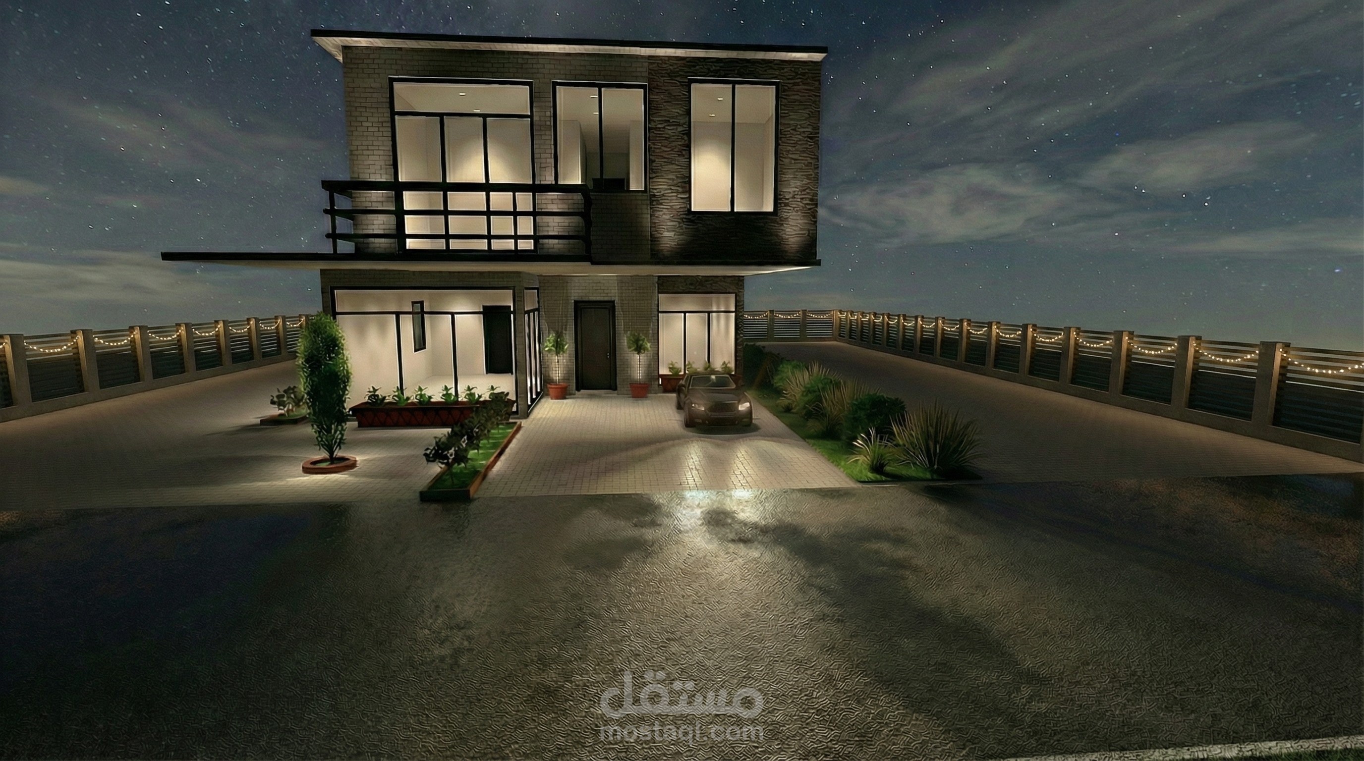 تصميم إضاءة الواجهات لفيلا