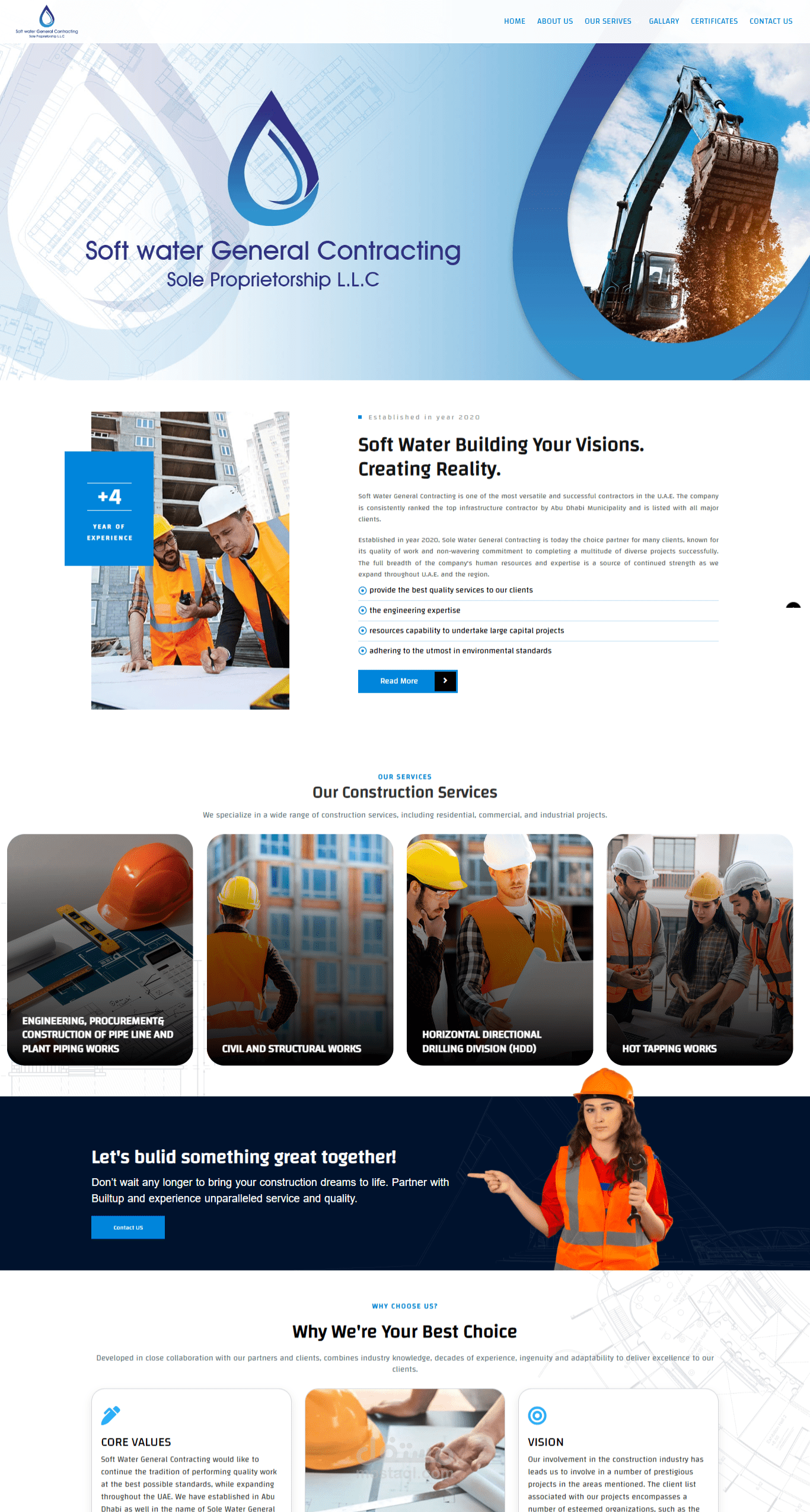 مشروع موقع الكتروني لشركة مقاولات في الامارات soft water