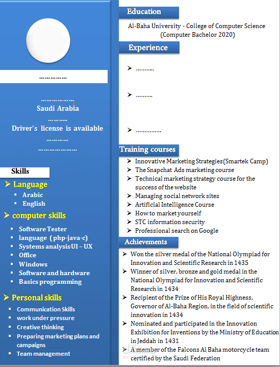 تصميم سيرة ذاتية باللغة الإنجليزية