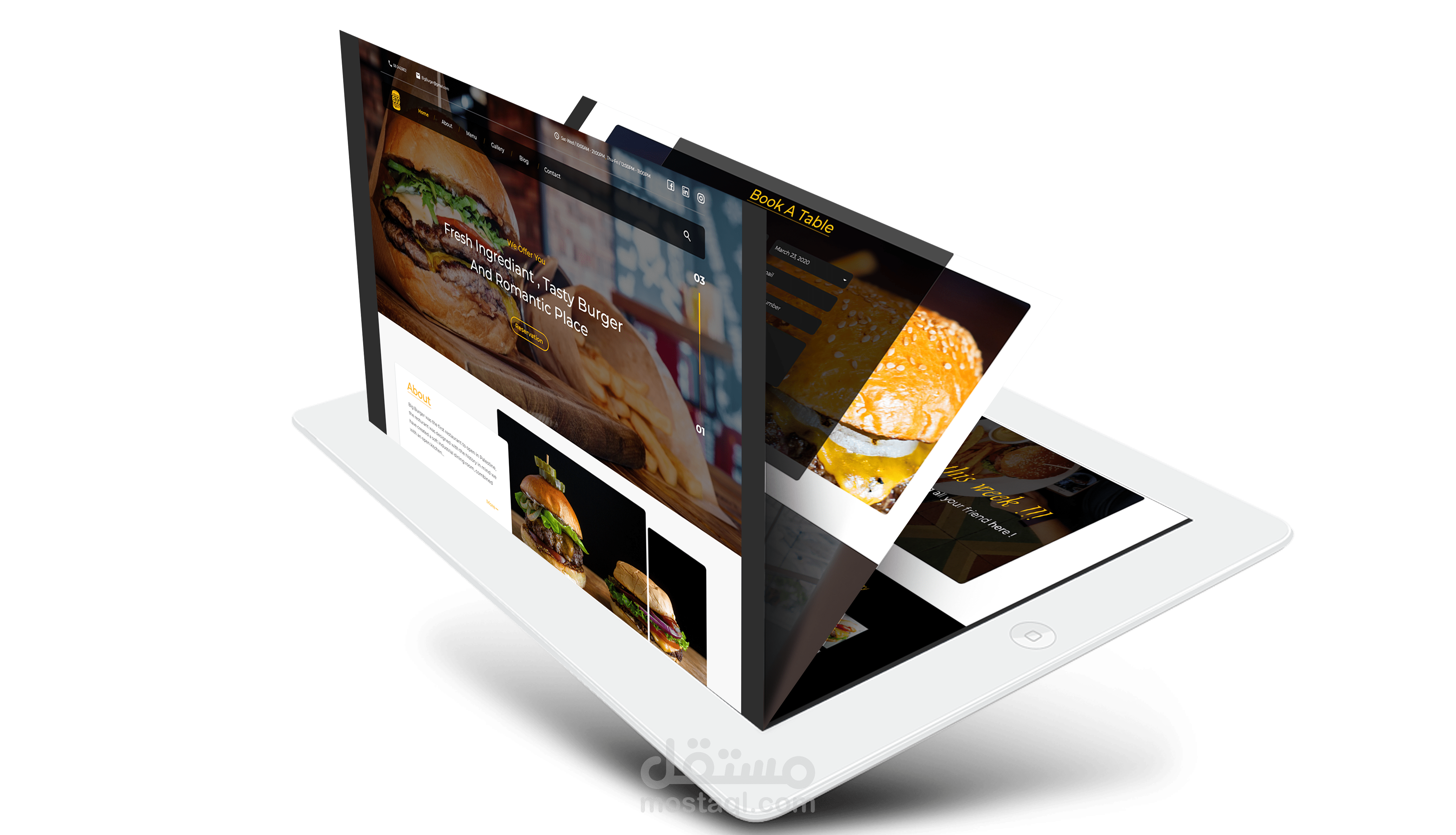 تصميم موقع لمطعم برجر