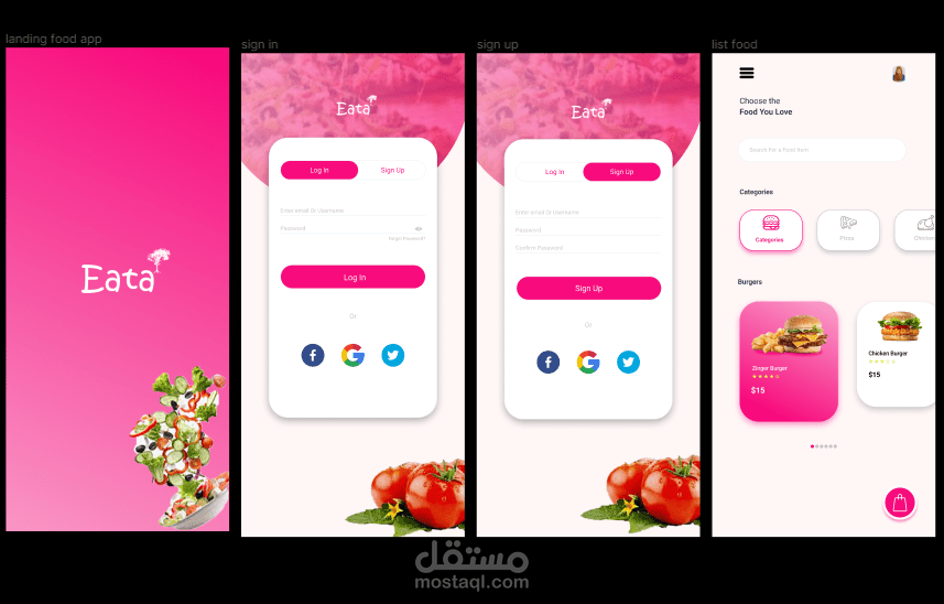 ui/ux design to food app