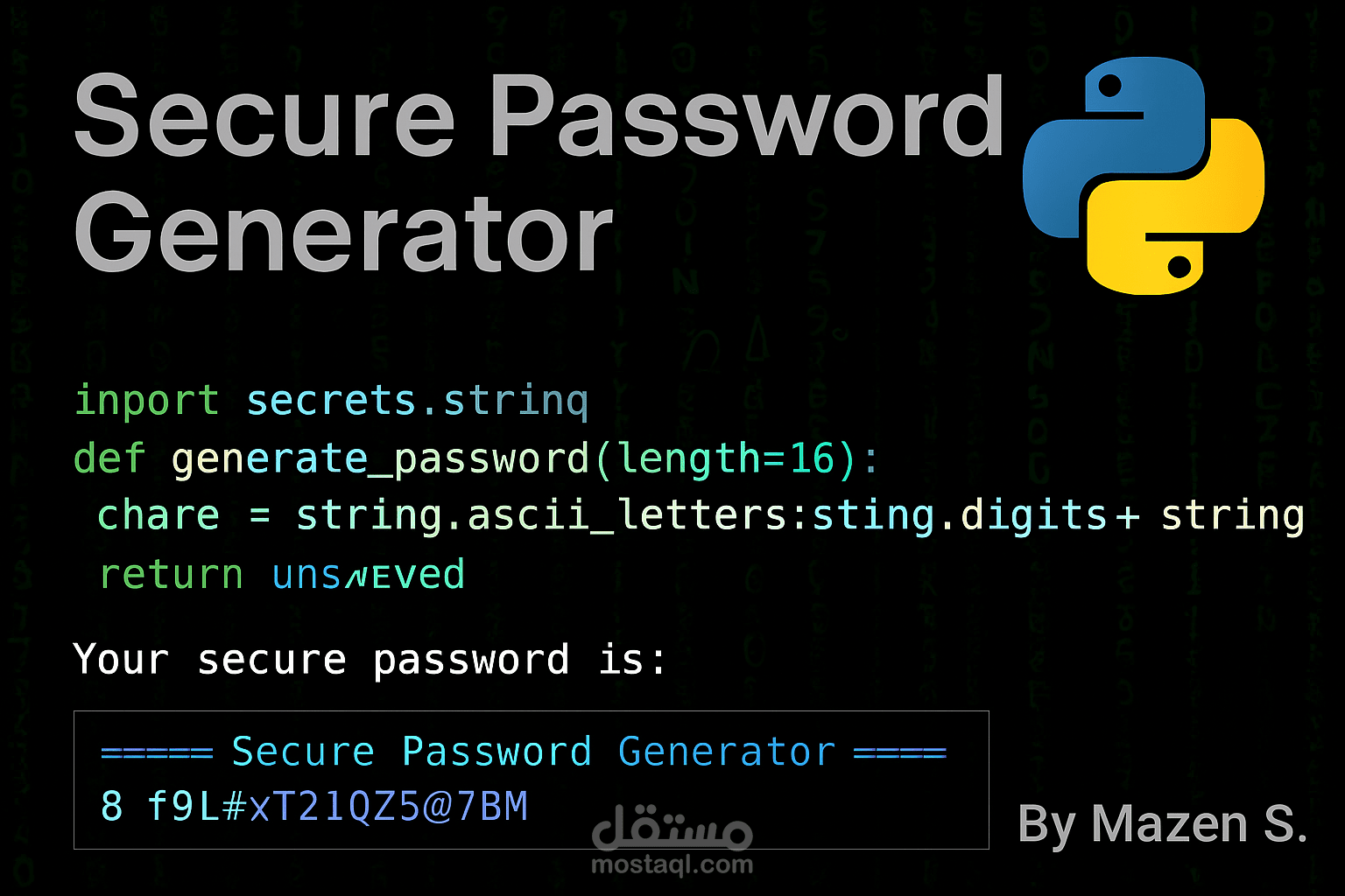 مولّد كلمات مرور آمن باستخدام  Python