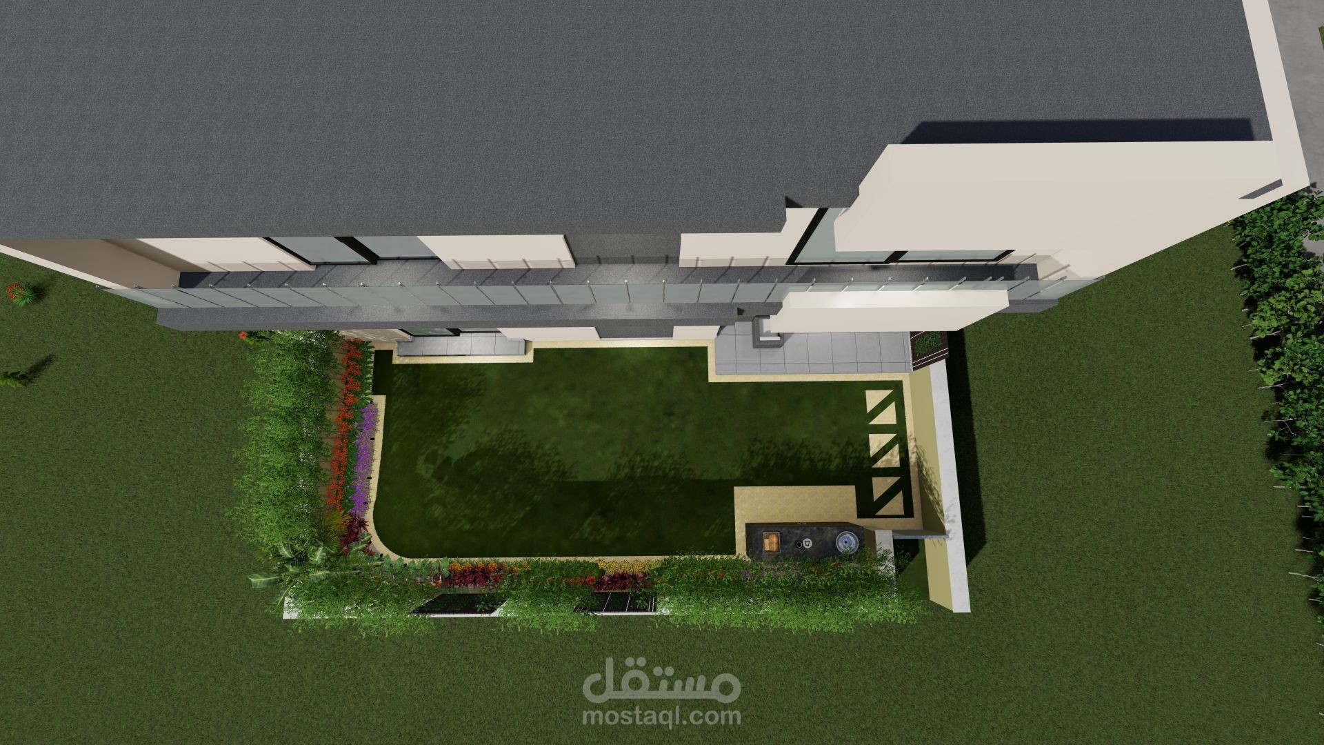 تصميم لاندسكيب لحديقه صغيره بالقاهره