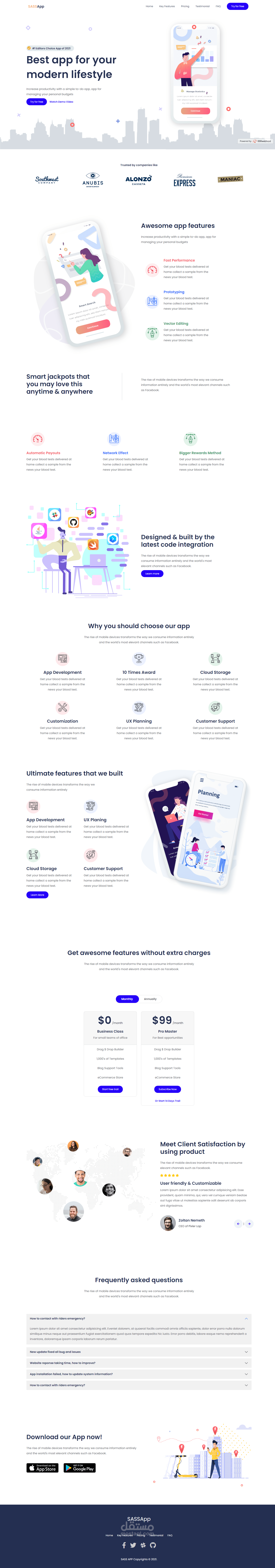 Sass App Landing Page