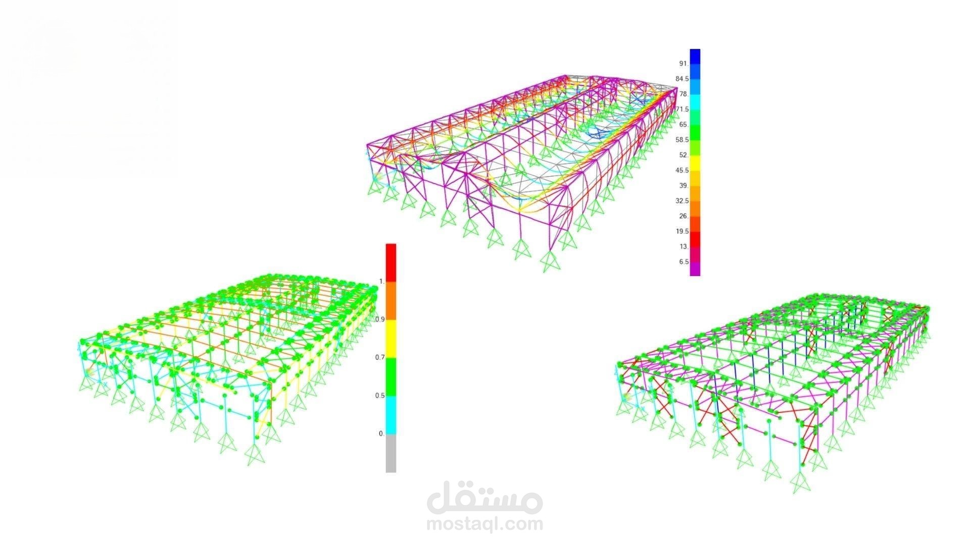 التصميم الإنشائي المتكامل لمستودع معدني (Steel Warehouse) بمساحة 2700 م² وفقاً للكود السعودي SBC