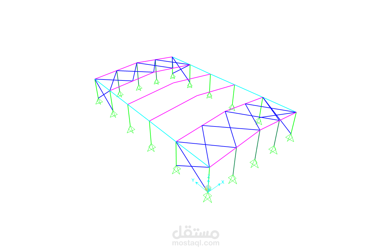التصميم الإنشائي لمخزن معدني بمساحة 540 م²
