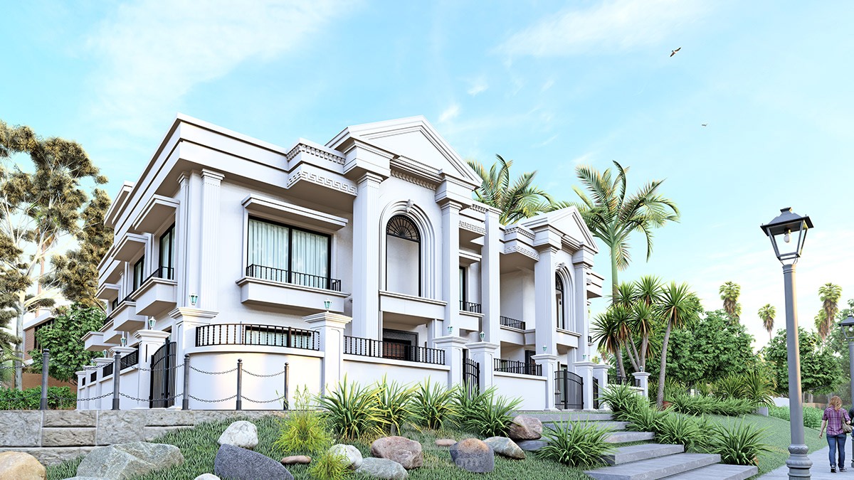 تصميم كلاسكي لمنزلين متماثثلين