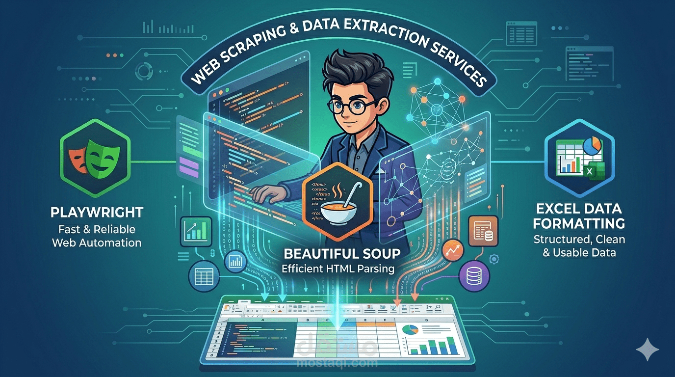 أداة احترافية لاستخراج بيانات العقارات من موقع عقارماب، تقوم بجمع تفاصيل الوحدات السكنية كالسعر والموقع والمساحة وعدد الغرف وبيانات المعلن تلقائياً وتسليمها في ملف Excel منظم وجاهز للاستخدام