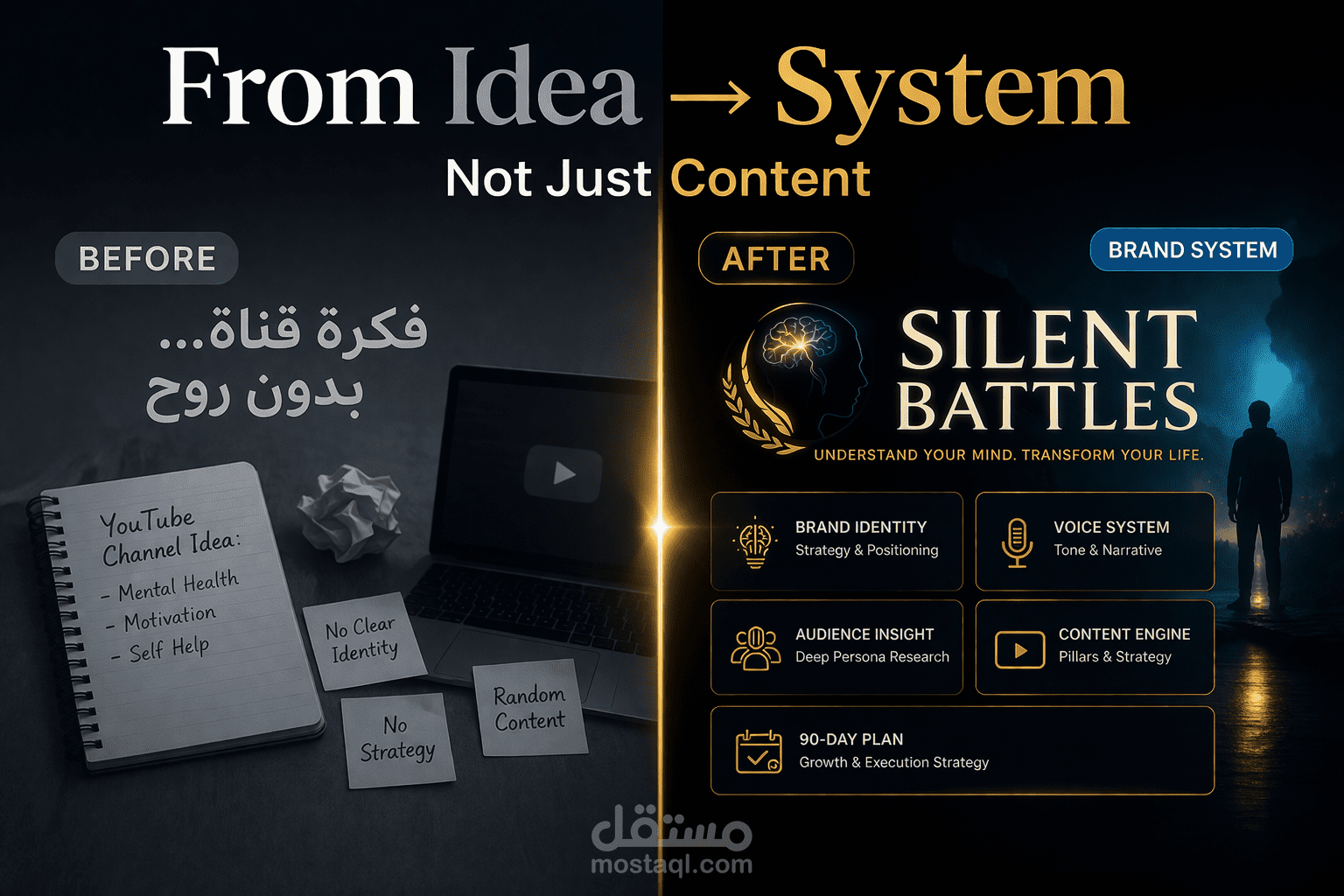بناء نظام هوية كامل لقناة يوتيوب (Brand Identity System + Content Engine)