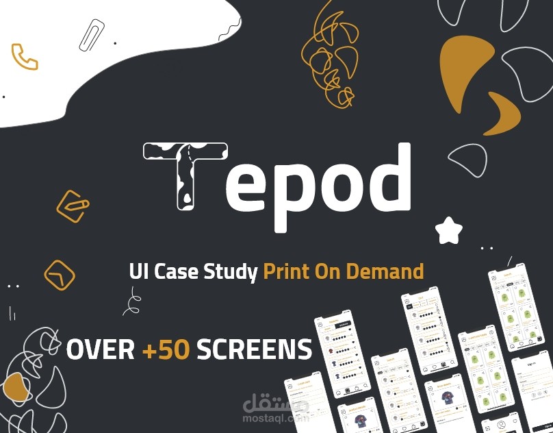 دراسة الحالة لتصميم واجهة المستخدم لتطبيق Tepod لخدمات الطباعة عند الطلب