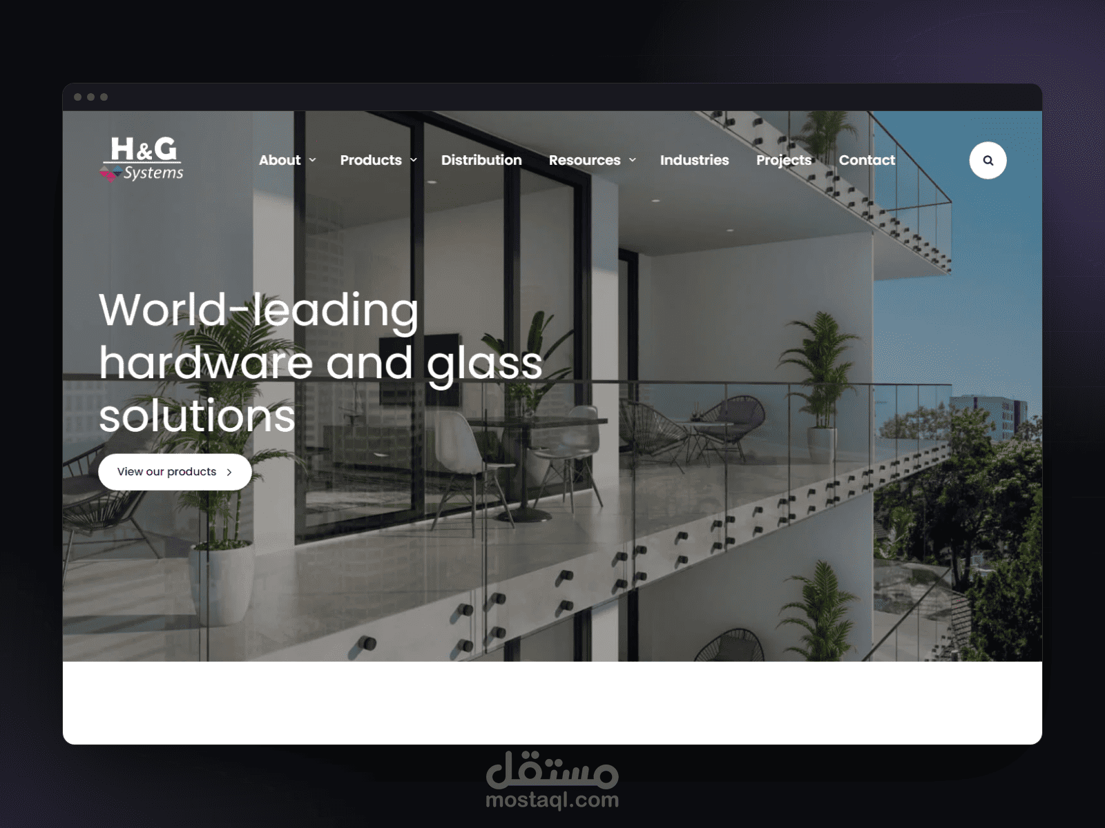 H&G Systems — موقع شركة أبواب وزجاج (تنفيذ واجهة يدوي)
