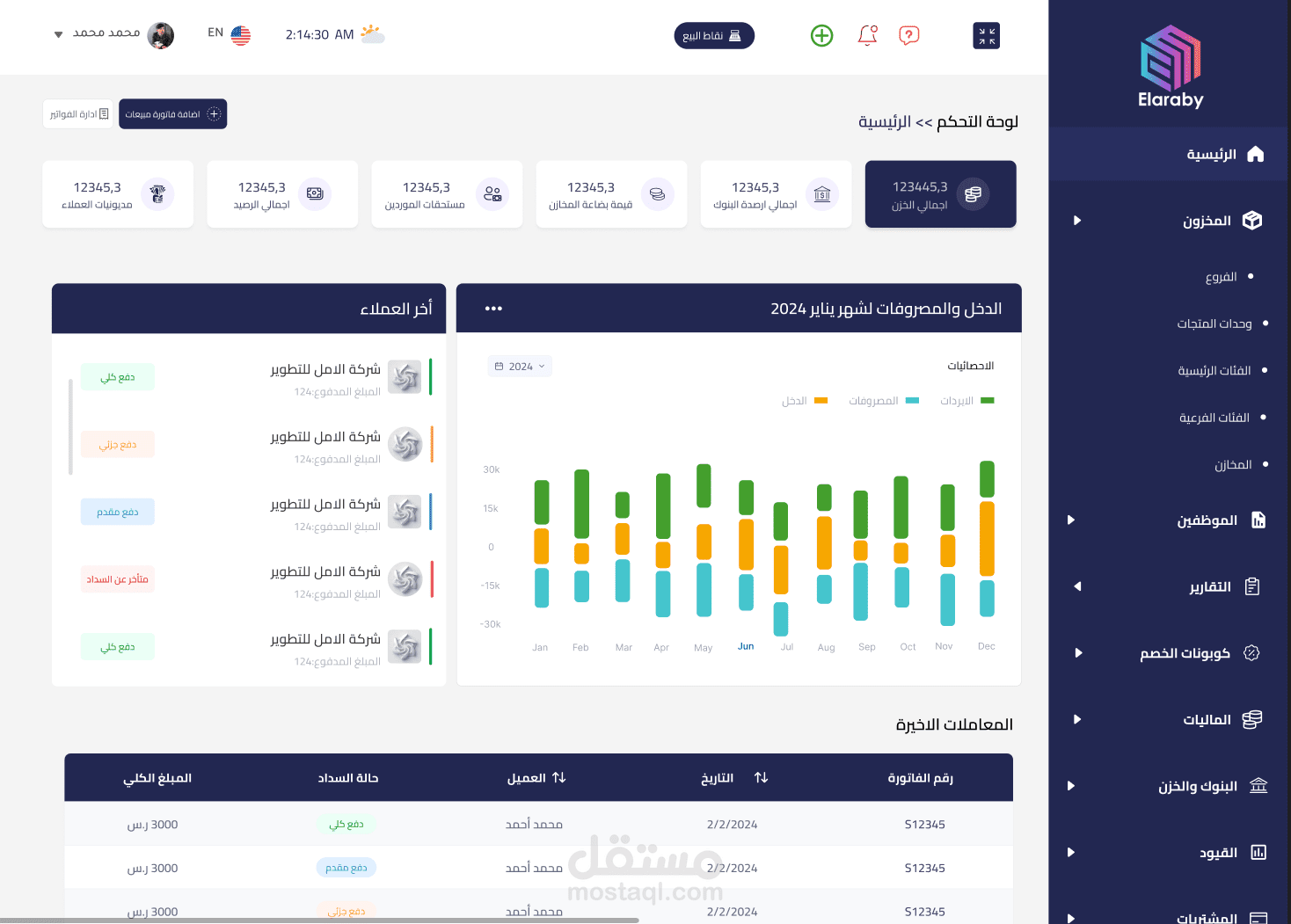 اعادة تصميم لسيستم محاسبي سحابيERP Laravel بتصميم عصري وجذاب باستخدام احدث التقنيات css,bootstrap,jquery,javascript