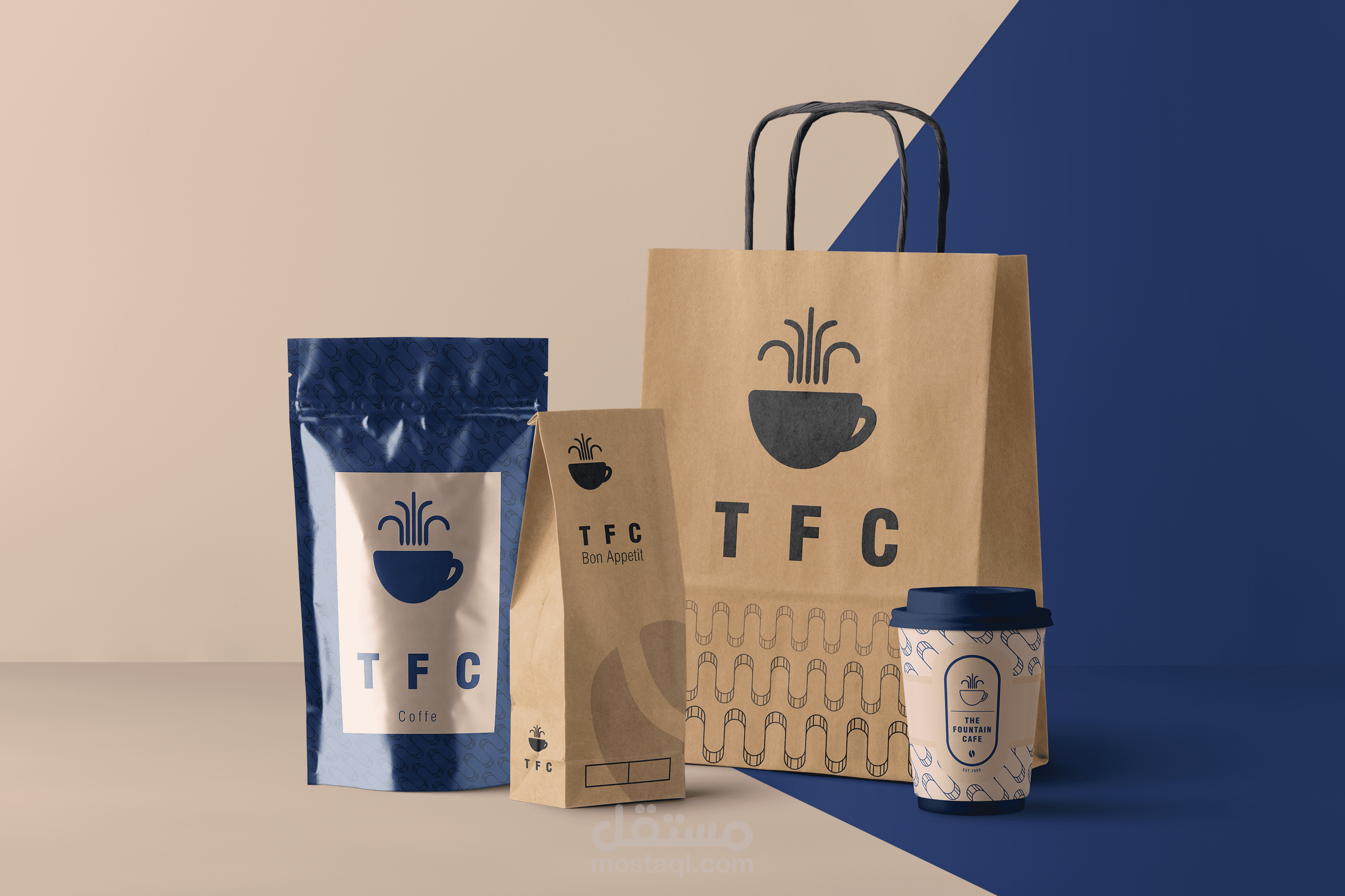 تصميم شعار و هويه لكافيه في منطقه النافوره ( The Fountain Cafe )