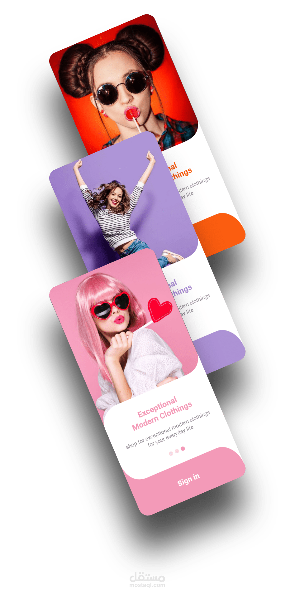 تصميم صفحات Onboarding لتطبيق تجارة الكترونية