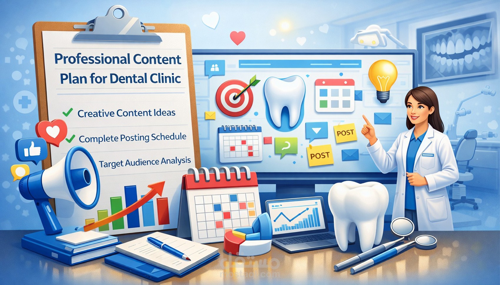 إعداد خطة محتوى استراتيجية وتقويم نشر لمنصات (فيسبوك & انستقرام) لتعزيز التفاعل وبناء السلطة الرقمية