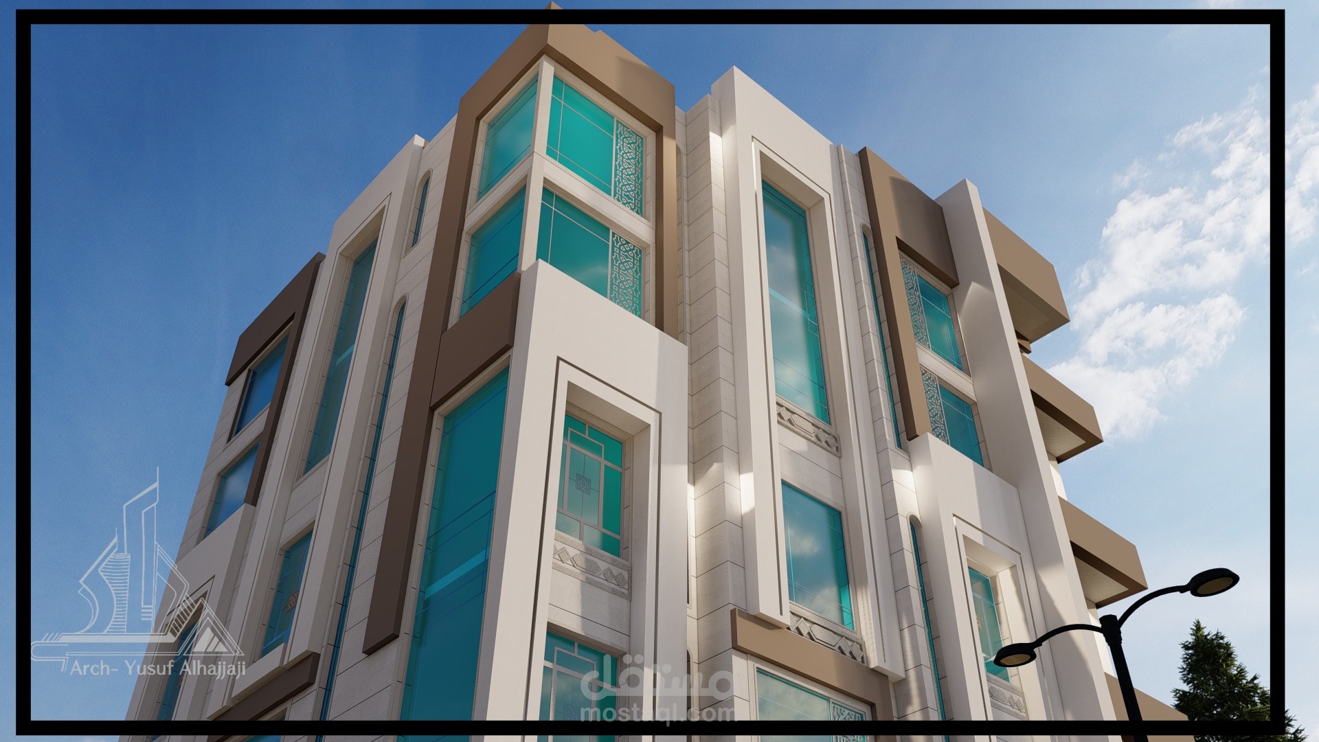 تصميم حديث لعمارة تجارية سكنية  _ اعمال المهندس يوسف عبدالاله الحجاجي