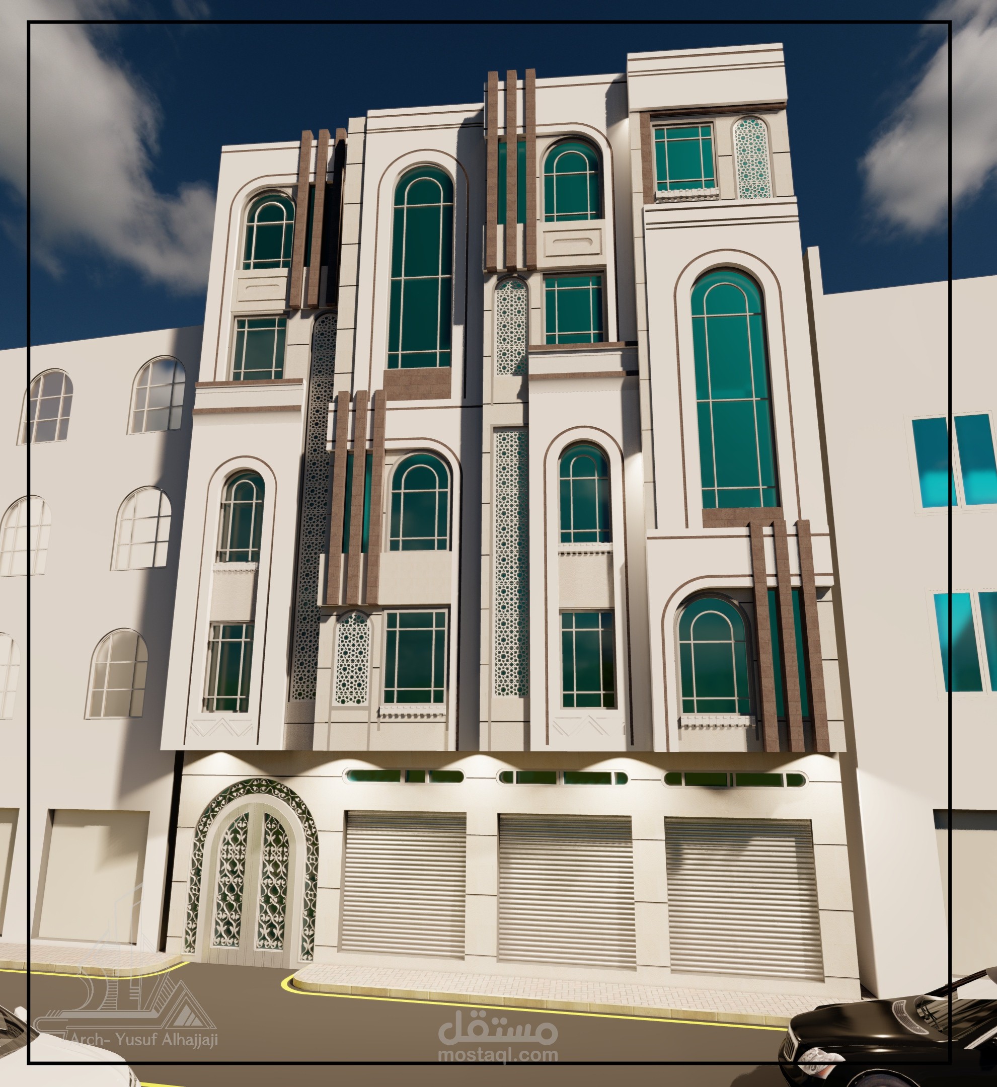 تصميم عمارة تجارية سكنية  _ اعمال المهندس يوسف عبدالالة الحجاجي