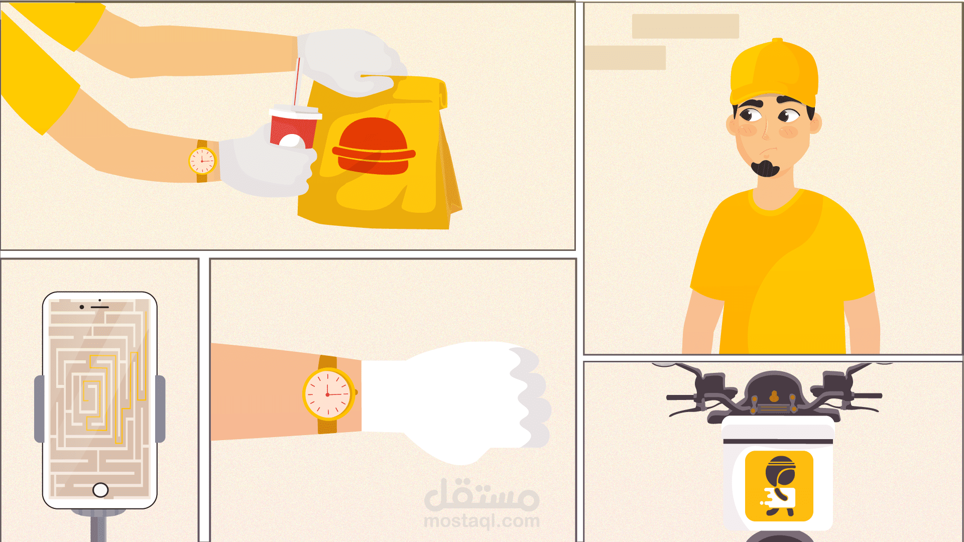 تصميم ستوري بورد لتطبيق شقردي لاعلانات الموشن جرافيك