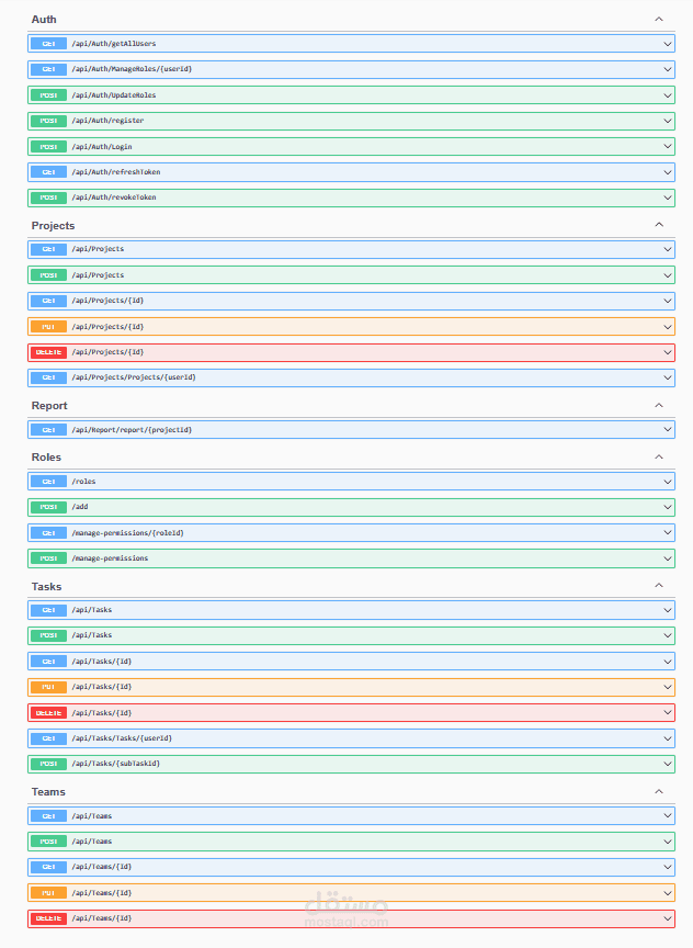 نظام إدارة المشاريع – Project Management System API